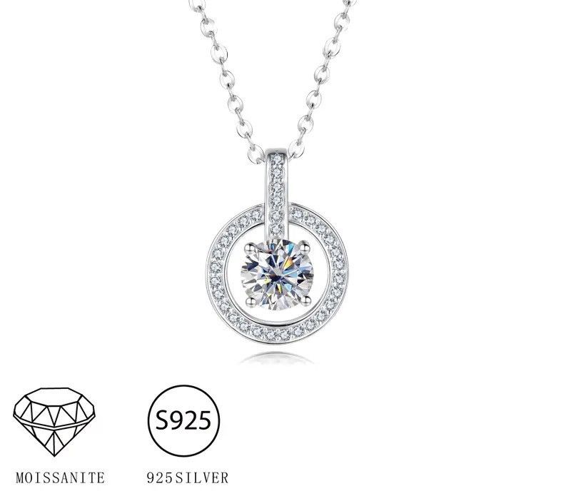 Jewelry S925 Silver 1 Carat Moissanite Beating Heart Round Pendant Size ONE SIZE - 2 Thumbnail