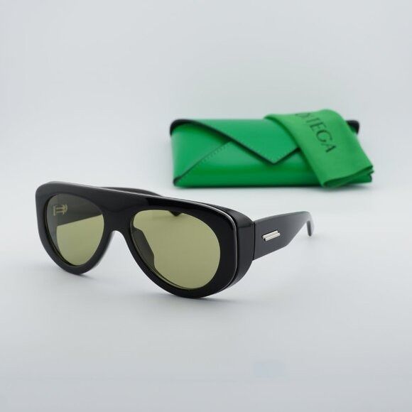 Bottega Veneta Bottega Veneta BV1362S 006 Sunglasses Black Geometric Frame Size ONE SIZE - 9 Thumbnail