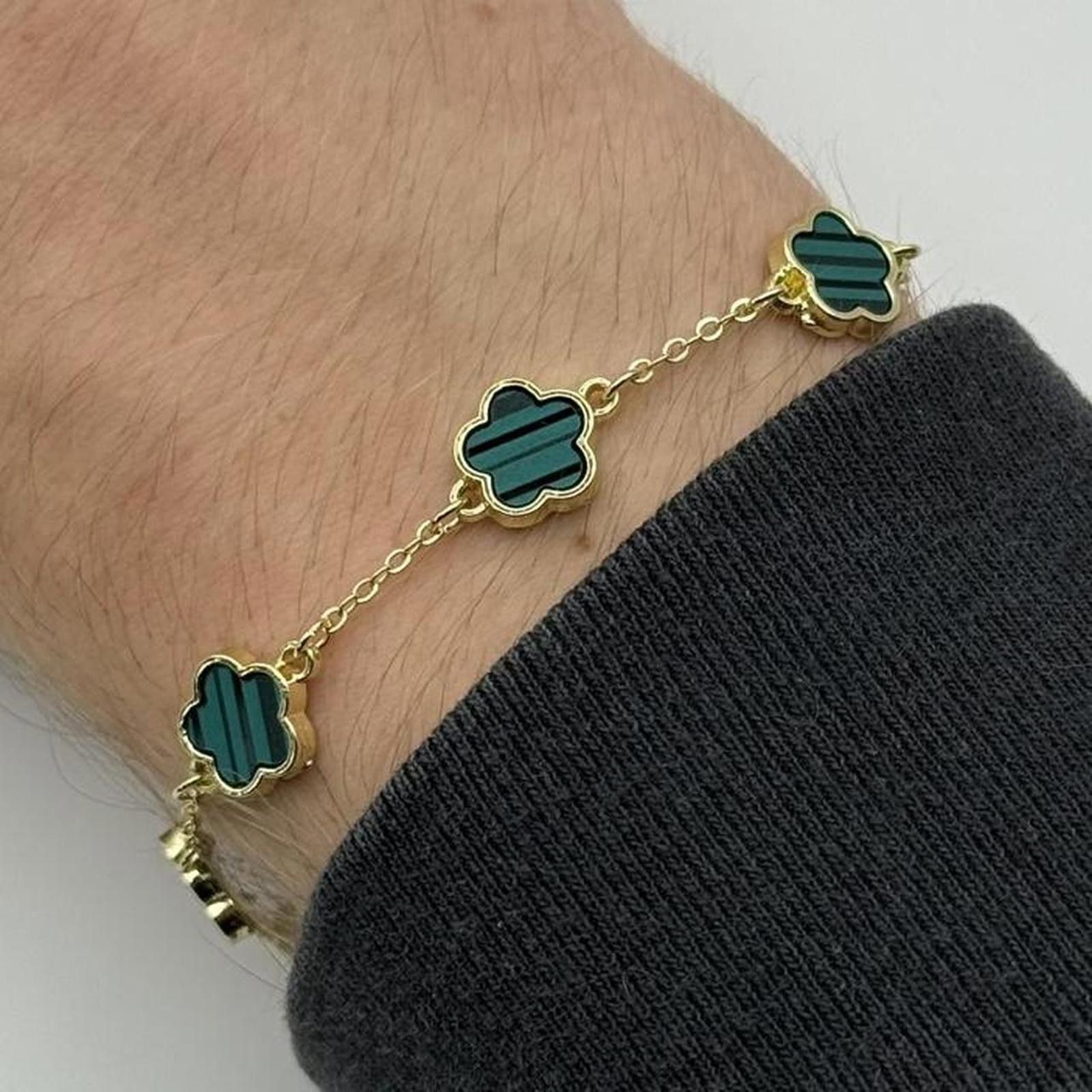 Other vintage style flower gold and green bracelet Size ONE SIZE - 1 Thumbnail