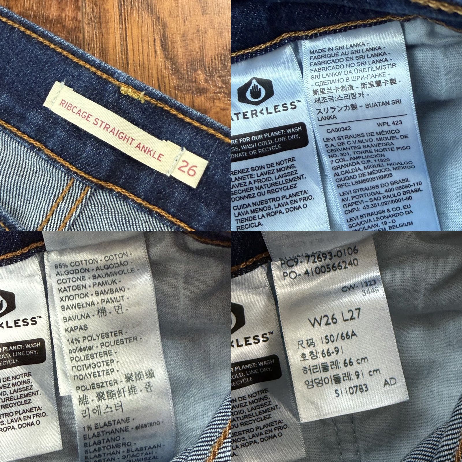 Levi's Levis Jeans Women 26 Ribcage Straight Ankle High Button Fly Stretch Denim 23x27 Size 26" / US 2 / IT 38 - 9 Thumbnail