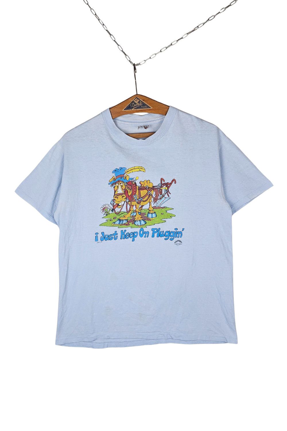 Hanes 1985 Hanes Beefy-T - “I Just Keep On Pluggin’” Size US L / EU 52-54 / 3 - 1 Thumbnail