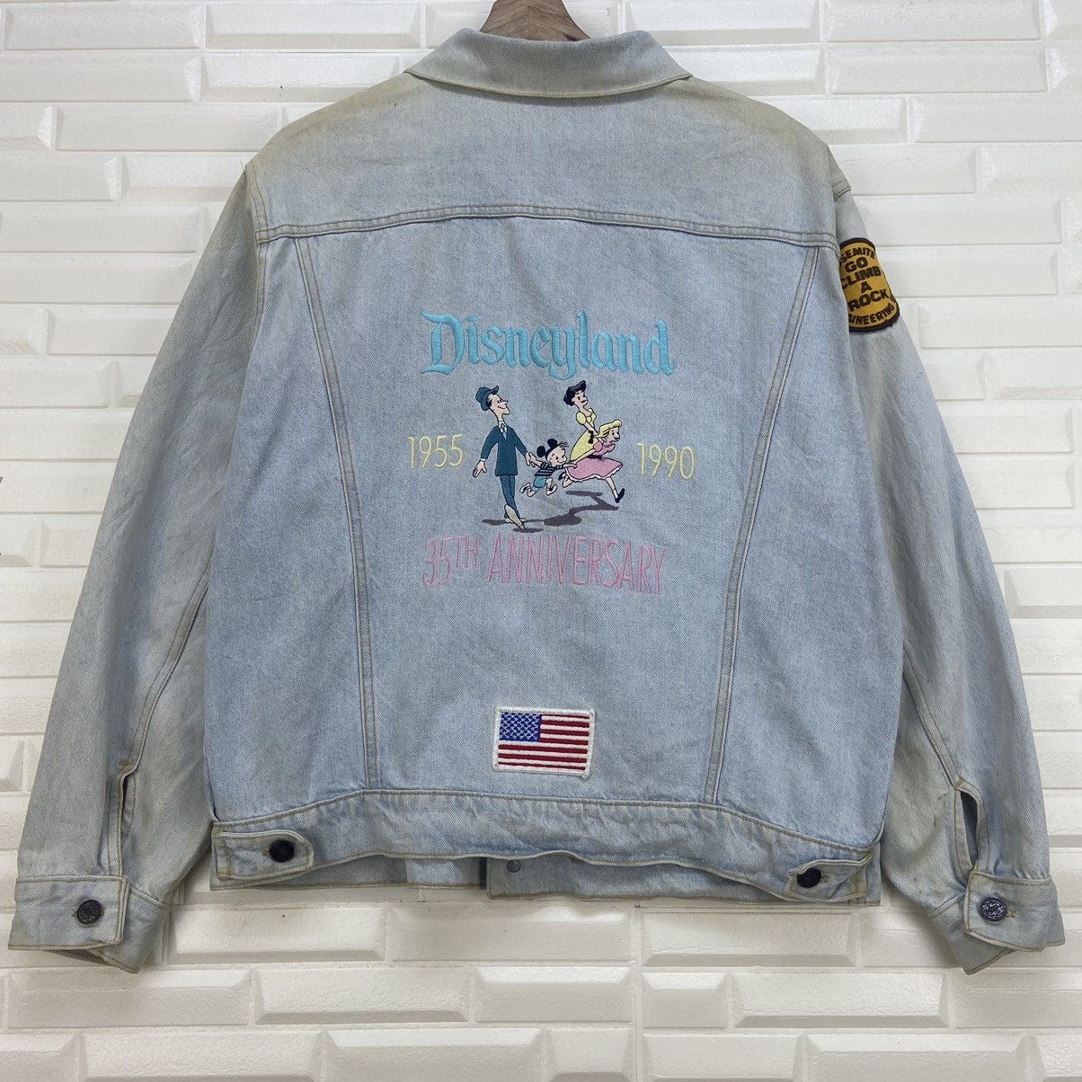 Mickey Mouse × Vintage Vtg Made in USA 35th Anniversary USA Flag Denim Trucker Size US M / EU 48-50 / 2 - 4 Thumbnail