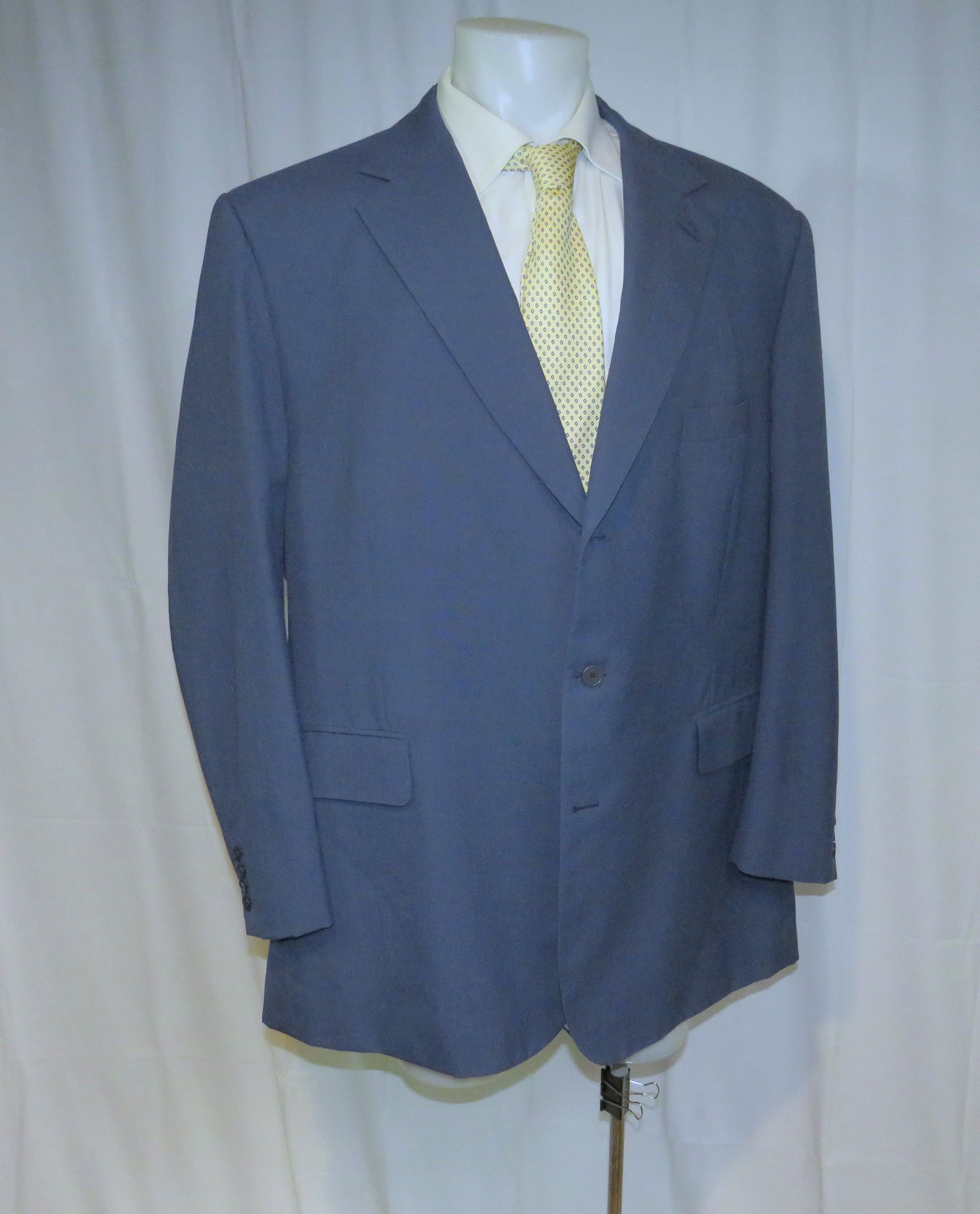 Henry Poole × Savile Row Bespoke Pale Blue Three Button Sport Coat 52XL Size 52L - 8 Thumbnail