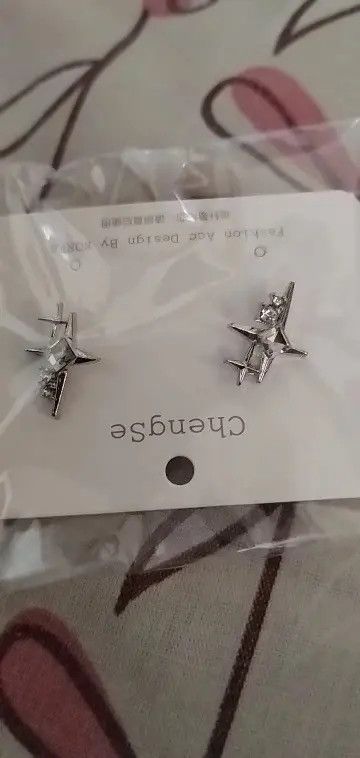 Jewelry Crystal Star Stone Earrings Gothic Punk Chrome Jewelry Spike Size ONE SIZE - 3 Thumbnail