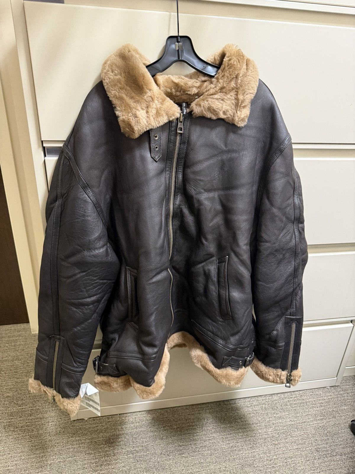 Other Wolfie Shearling Lamb Mens Moto Jacket Size US L / EU 52-54 / 3 - 1 Thumbnail