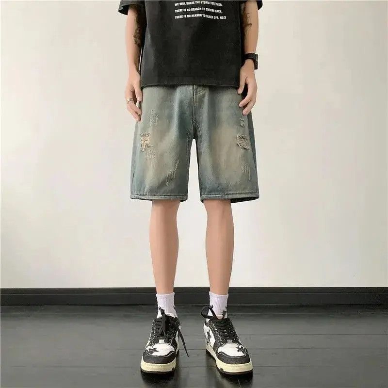 Japanese Brand Retro straight distressed shorts y2k Size US 32 / EU 48 - 2 Thumbnail