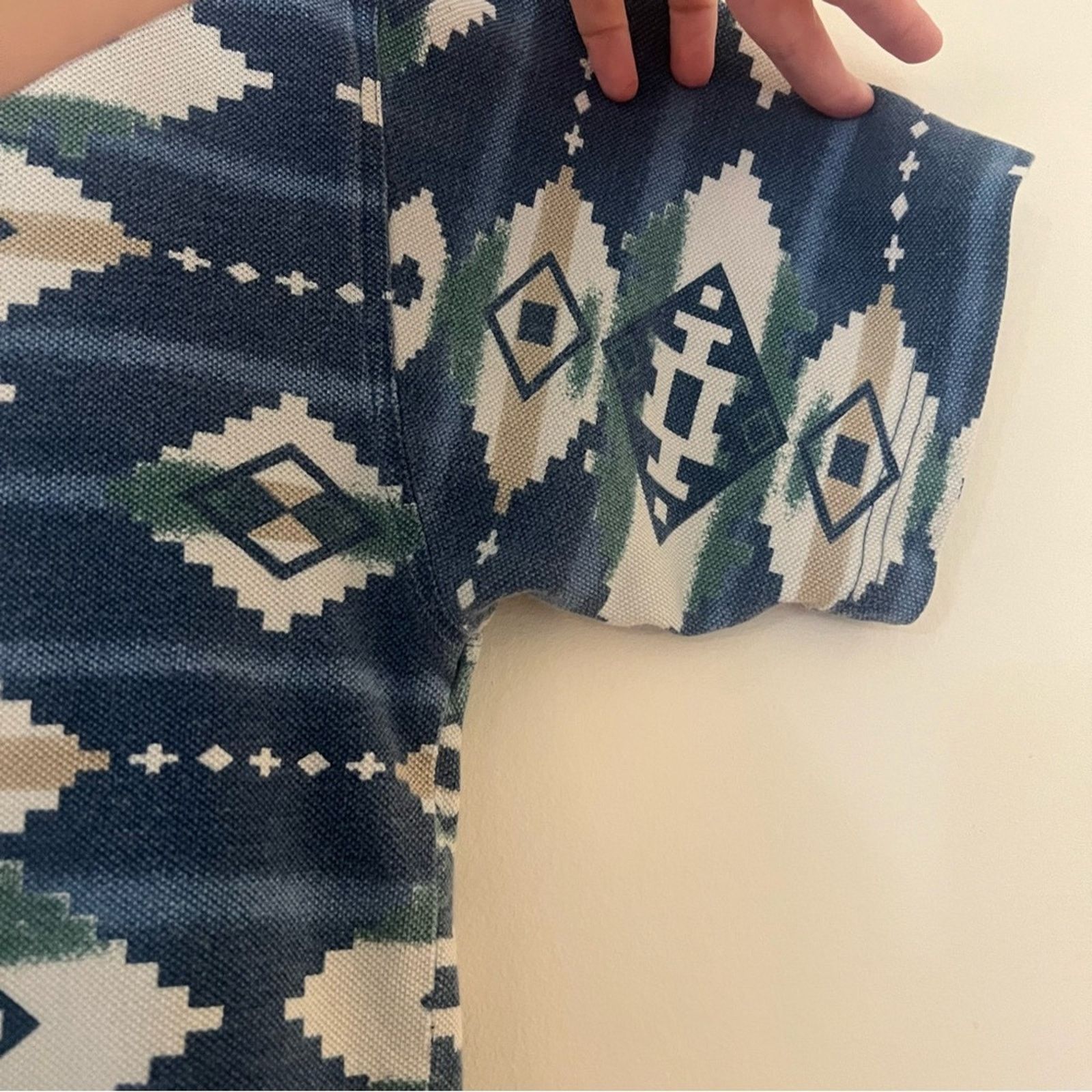 Vintage Vintage All Over Aztec Print Blue Polo Size US L / EU 52-54 / 3 - 3 Thumbnail