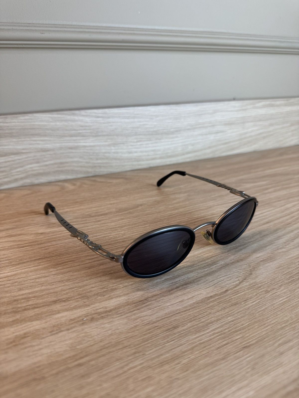 Y2K Fossil Sunglasses Metal Blue Chrome 2000S Retro in Silver, Men’s