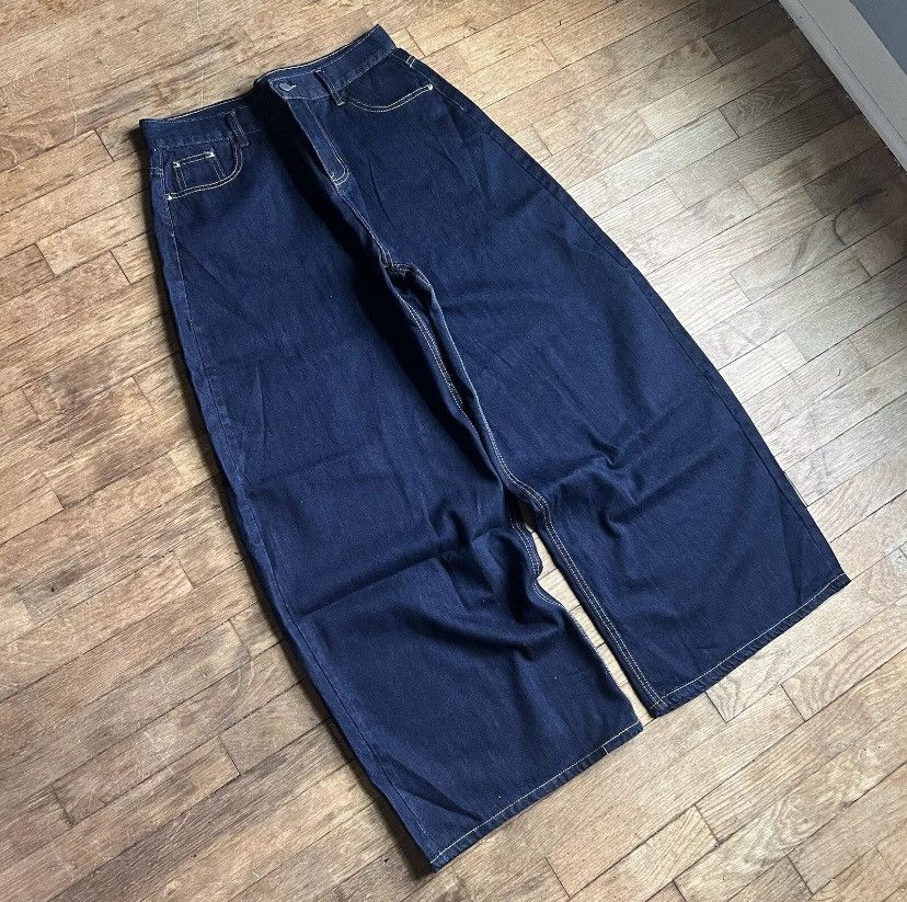 Jean × Vintage Baggy Navy Blue Denim Jeans Size US 32 / EU 48 - 2 Thumbnail