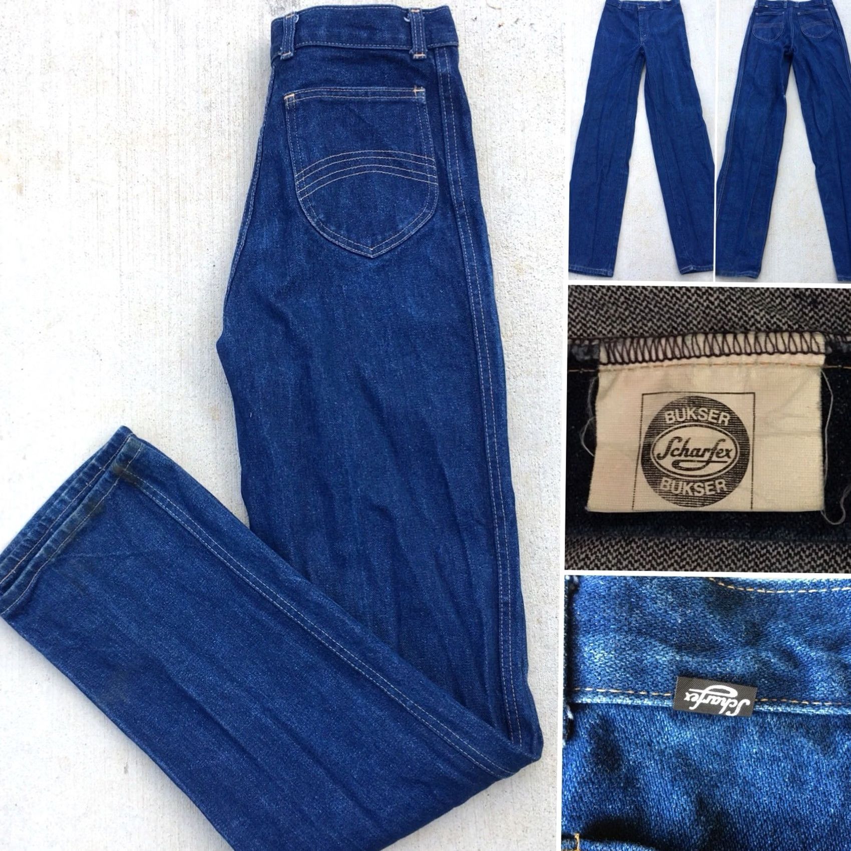 Vintage VINTAGE Scharfex Jeans High Waist 70s 1980s 29 in Waist Denim Blue 1970s 1980s Hippy Mens Womens Boys Girls Jeans Sharfex Size 29" - 2 Thumbnail