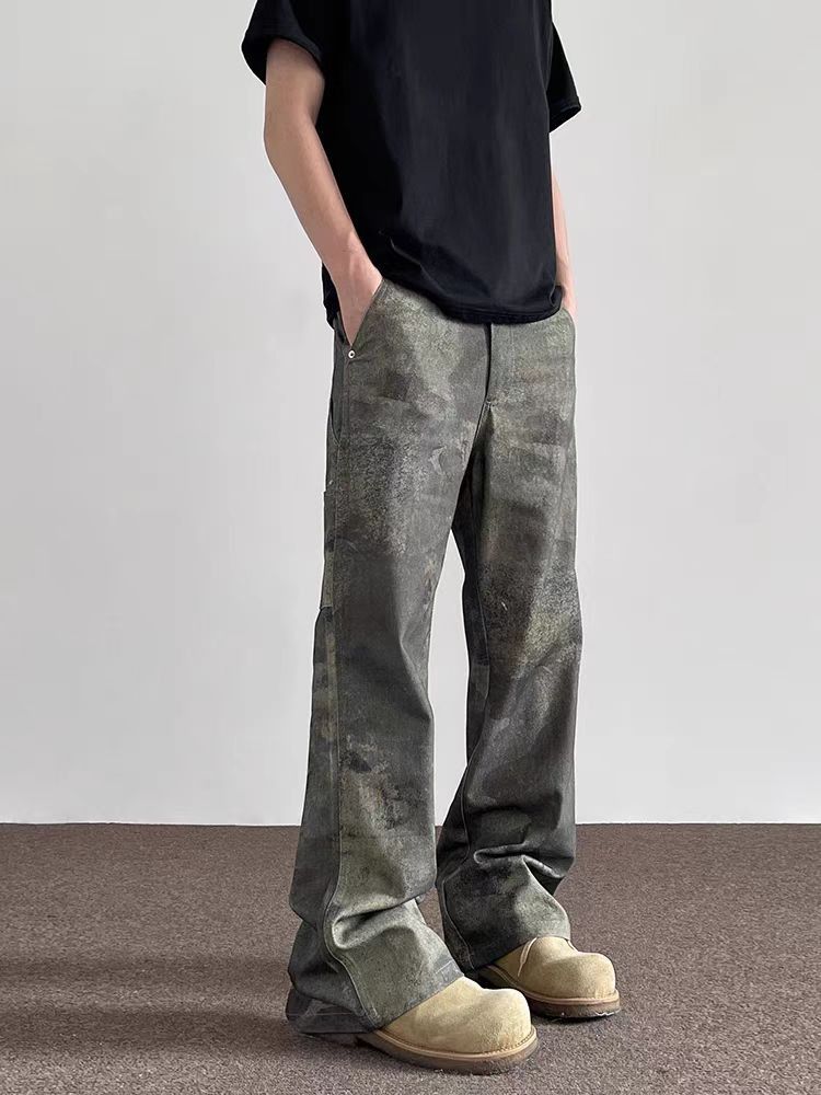 Japanese Brand × Jean Vintage washed camouflage distressed micro flare jeans Size US 32 / EU 48 - 5 Thumbnail