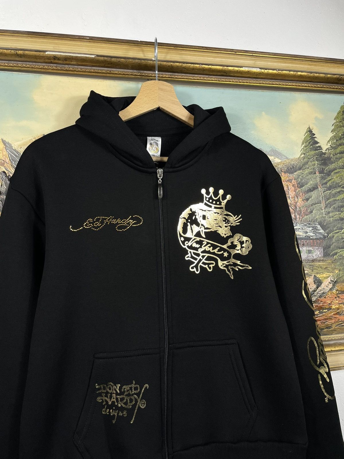 Christian Audigier × Ed Hardy × Vintage Ed Hardy Retro 00s Hoodie Sweatshirt Affliction Grunge Size M / US 6-8 / IT 42-44 - 5 Thumbnail