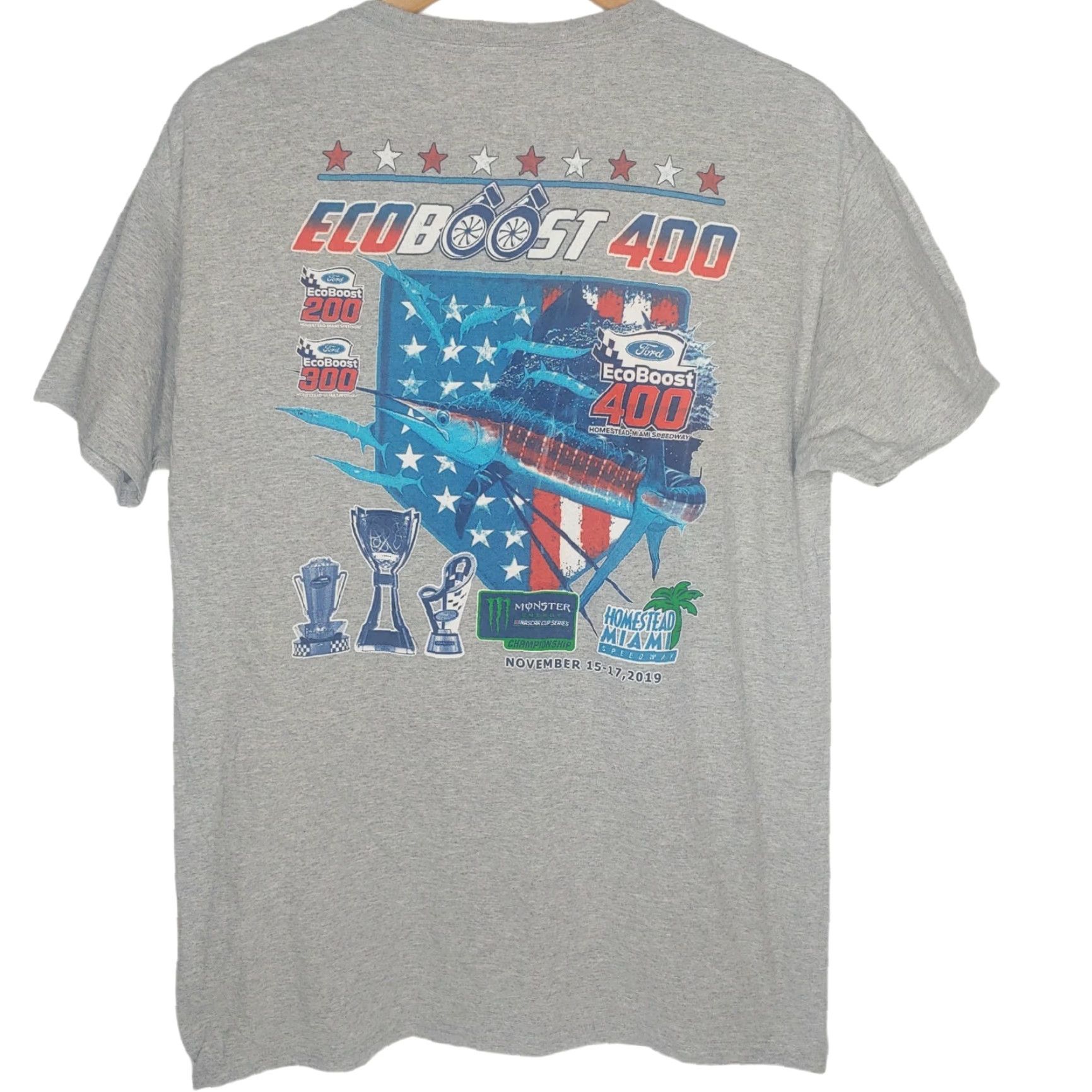 Fruit Of The Loom VINTAGE Ecoboost 400 Shirt Large Homestead Miami FL Speedway NASCAR Monster 2019 Size US L / EU 52-54 / 3 - 3 Thumbnail