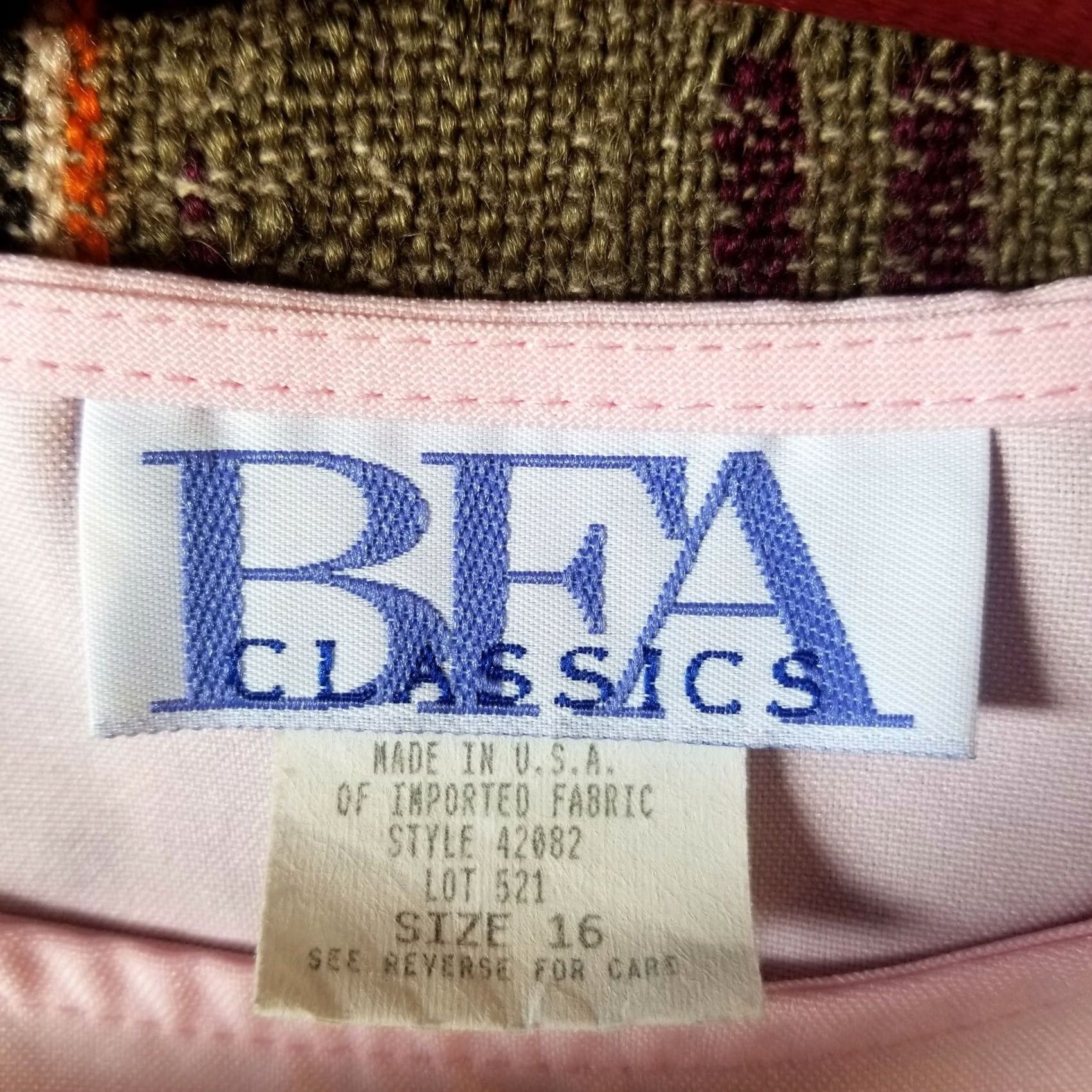 Vintage BFA Classics Women's Tank Top Pink Round Neck Sleeveless Wide Strap Size 16 USA Size XXL / US 16-18 / IT 52-54 - 3 Thumbnail