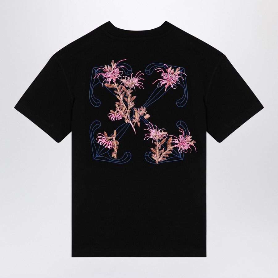 Off-White o1d2blof0924 Cotton T-Shirt With Logo Embroidery in Black Size XS / US 0-2 / IT 36-38 - 2 Thumbnail