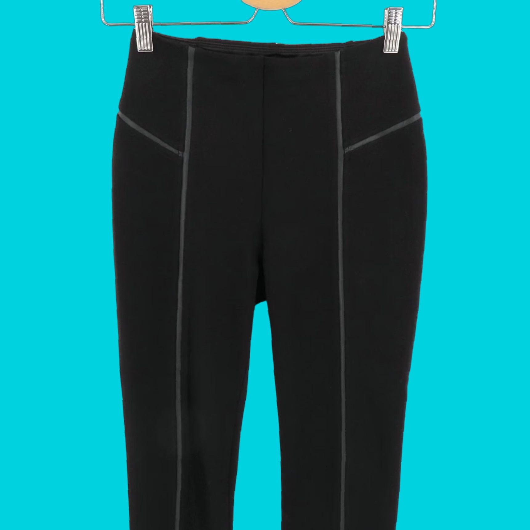Vintage Lysse Womens XS Leggings Solid Black Faux Leather Insert Ankle 1332 Leggings XS Womens Black Size 26" / US 2 / IT 38 - 1 Thumbnail