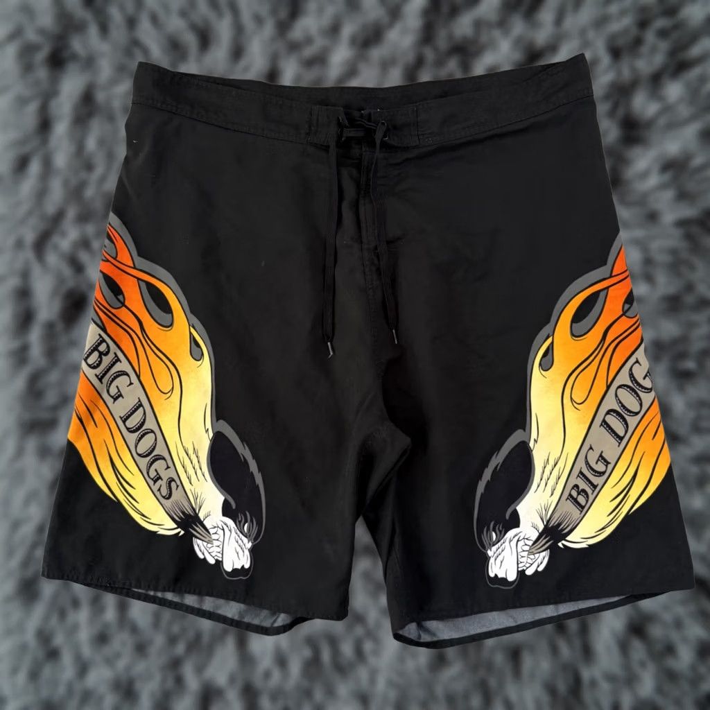 Big Dogs VINTAGE Big Dogs Shorts Mens 2XL Black Men Flame Swim Trunks Board Y2K Outdoor Size US 39 - 1 Thumbnail