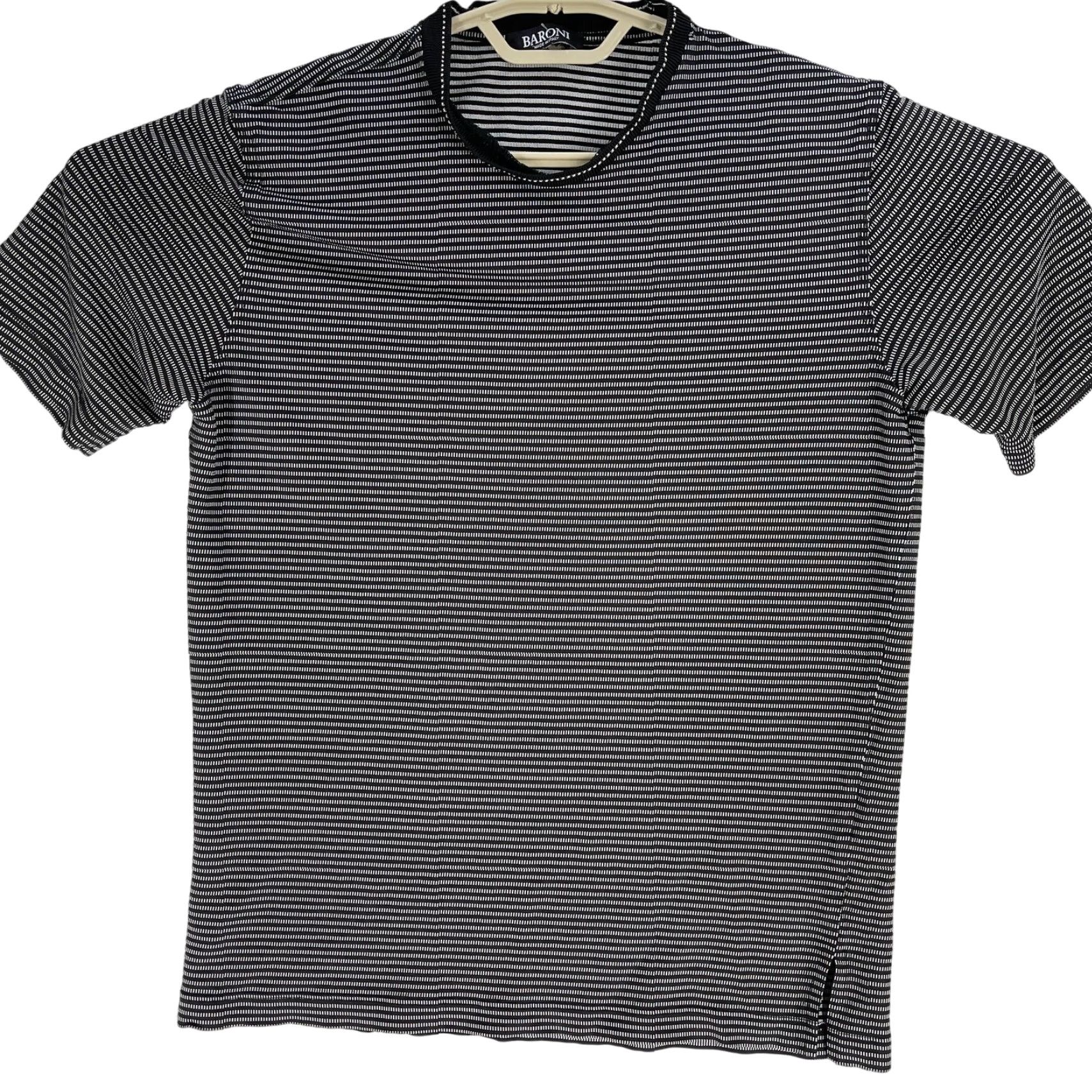 Vintage Baroni Shirt Men Size S Black Gray Striped Minimalist Quiet Luxury T-Shirt Regular Short Sleeve Round Neck Vintage No Size US S / EU 44-46 / 1 - 2 Thumbnail