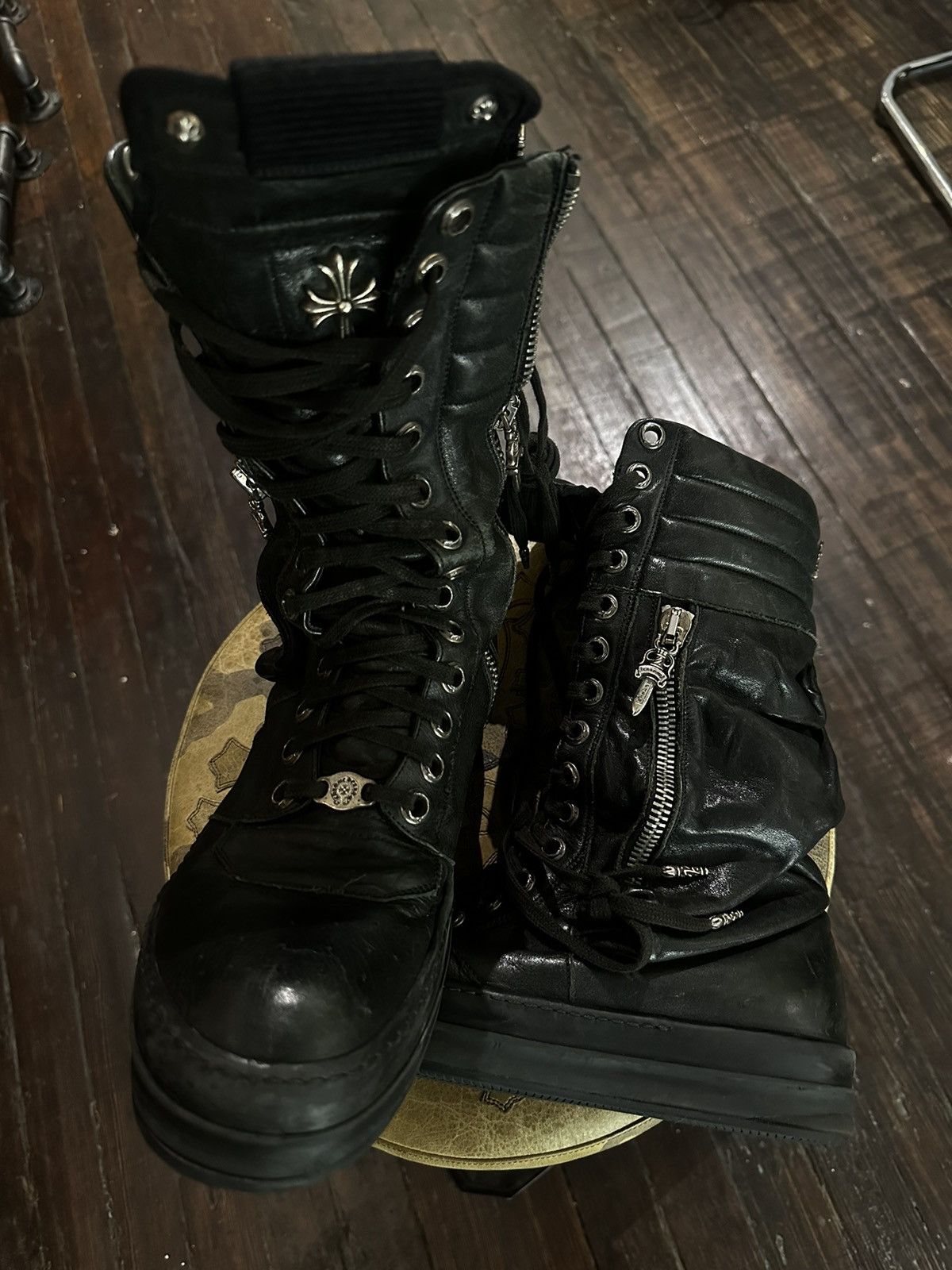 Chrome Hearts × Rick Owens CHROME HEARTS x RICK OWENS CARGO BASKETS CROSS SNEAKERS Size US 11 / EU 44 - 17 Thumbnail