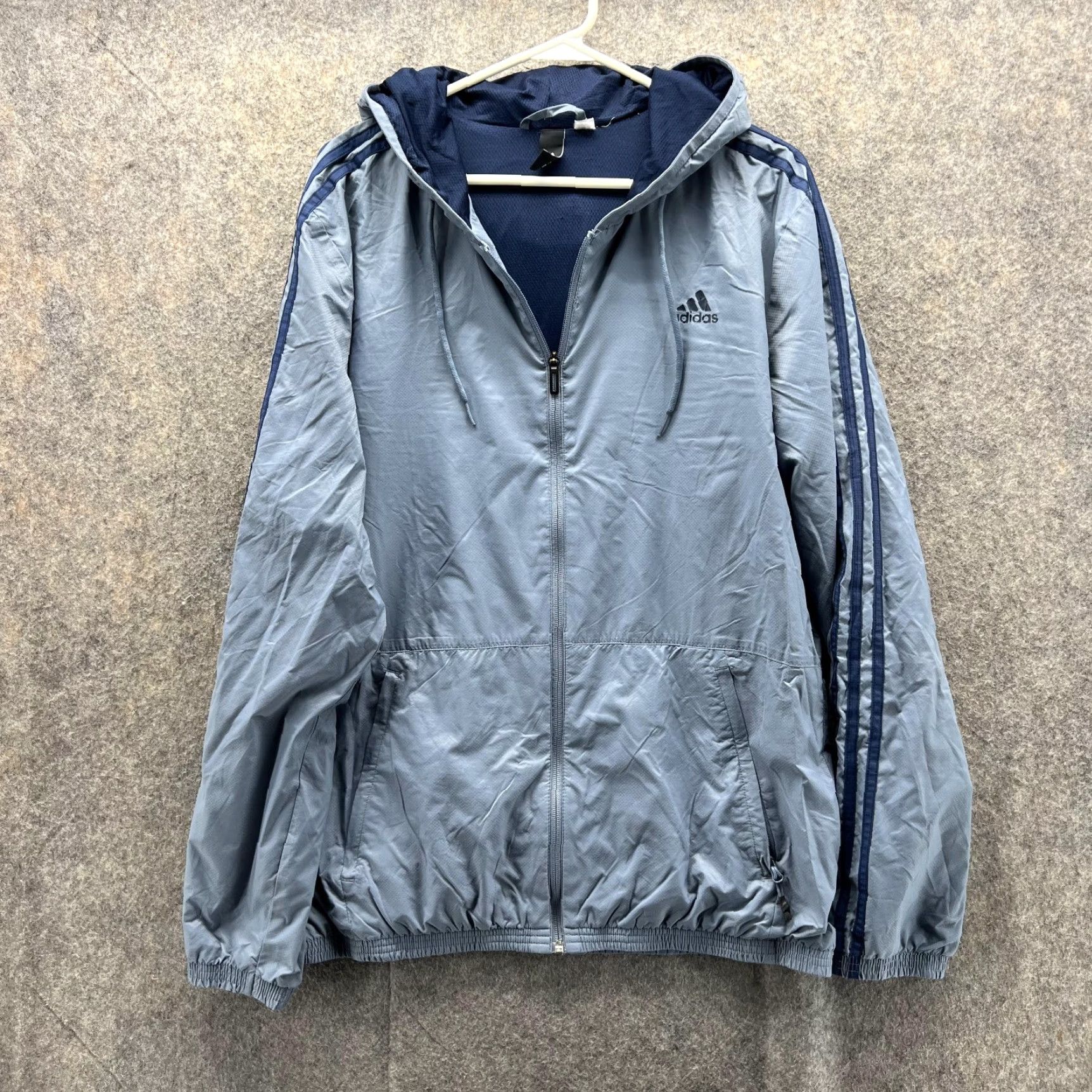 Adidas VINTAGE adidas Sweater Men Large Blue Hoodie Full Zip Trefoil Jacket Windbreaker Velvety? (Note: Original words only; condition warning) Size US L / EU 52-54 / 3 - 2 Thumbnail