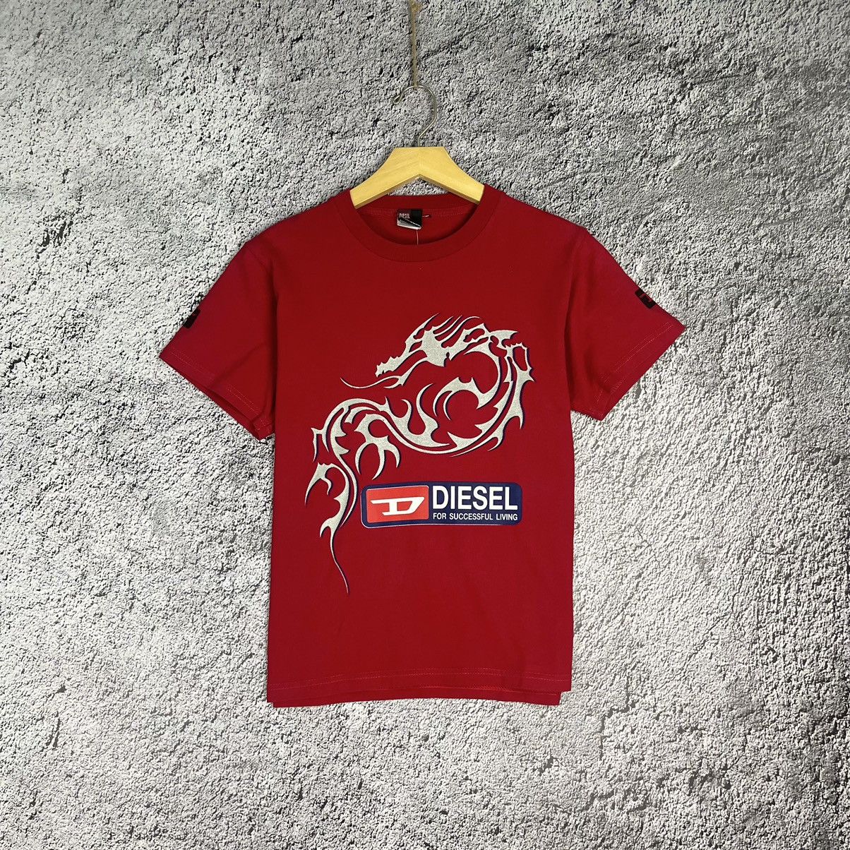 Diesel × Vintage 👹 VINTAGE 👹 Diesel Tribal Dragon Printed D big logo Red Tee Size M / US 6-8 / IT 42-44 - 1 Thumbnail