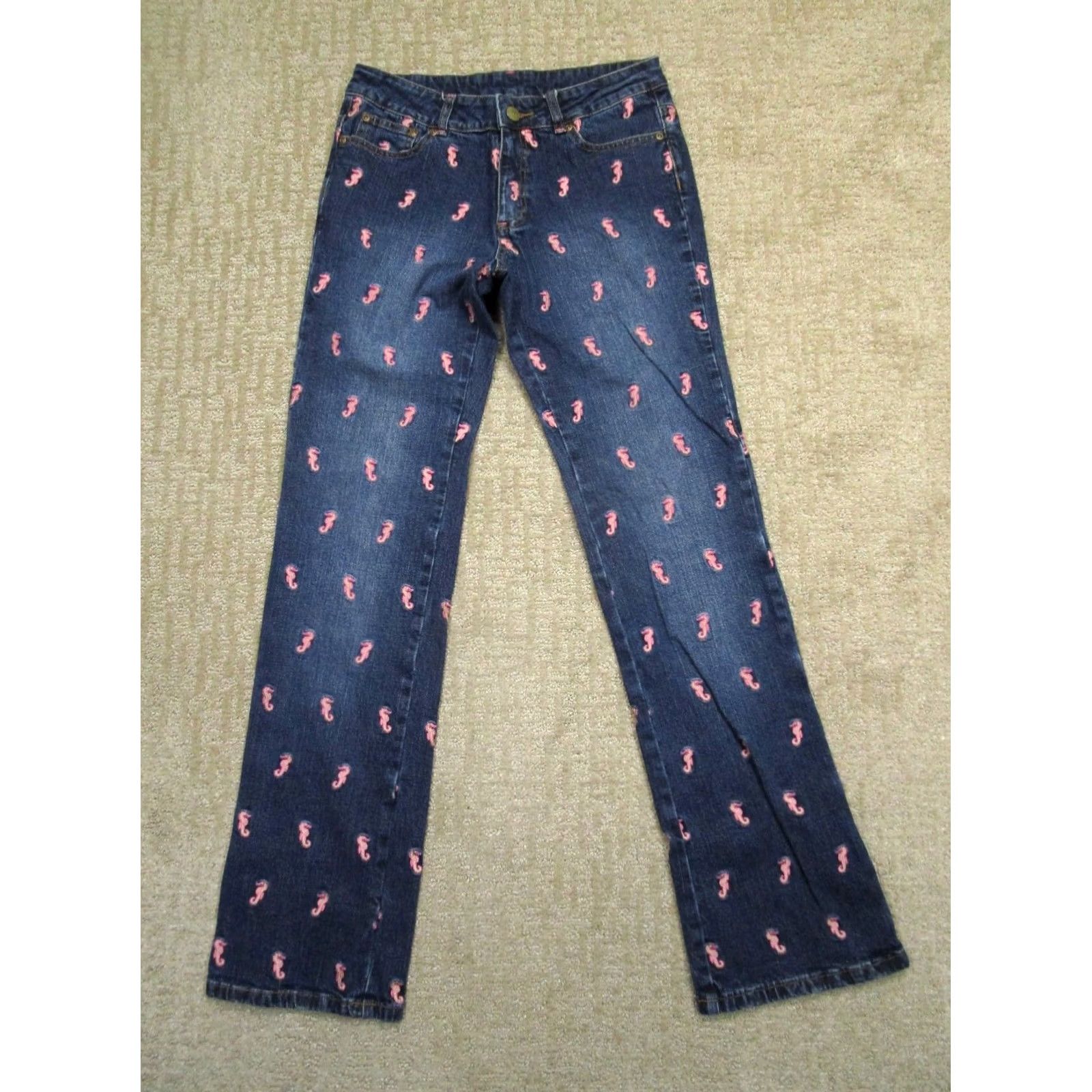 Lilly Pulitzer Lilly Pulitzer Jeans Bootcut Women 4 Blue Mid Rise Denim Embroidered Logo Horse Animals Capella? Size 27" / US 4 / IT 40 - 2 Thumbnail