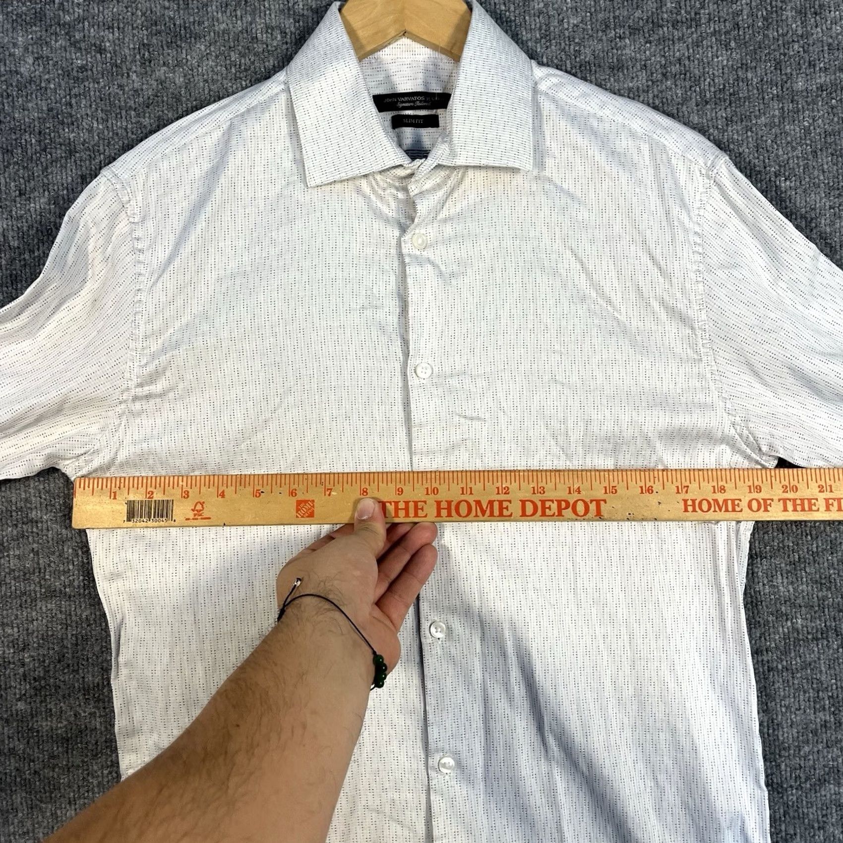 John Varvatos John Varvatos Signature Tailored Plaid Button-Up Shirt Slim Fit Mens M White Cotton/Elastane Shirt Button-Up Slimming Size US M / EU 48-50 / 2 - 4 Thumbnail
