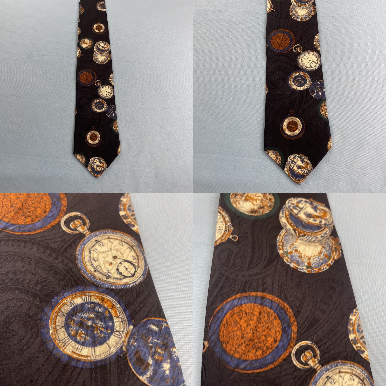 Vintage Leonardo da Vinci Silk Tie Watch Sailing Compass Necktie vtg 90s 4x58 Cap­sule Wide Necktie Size ONE SIZE - 9 Thumbnail