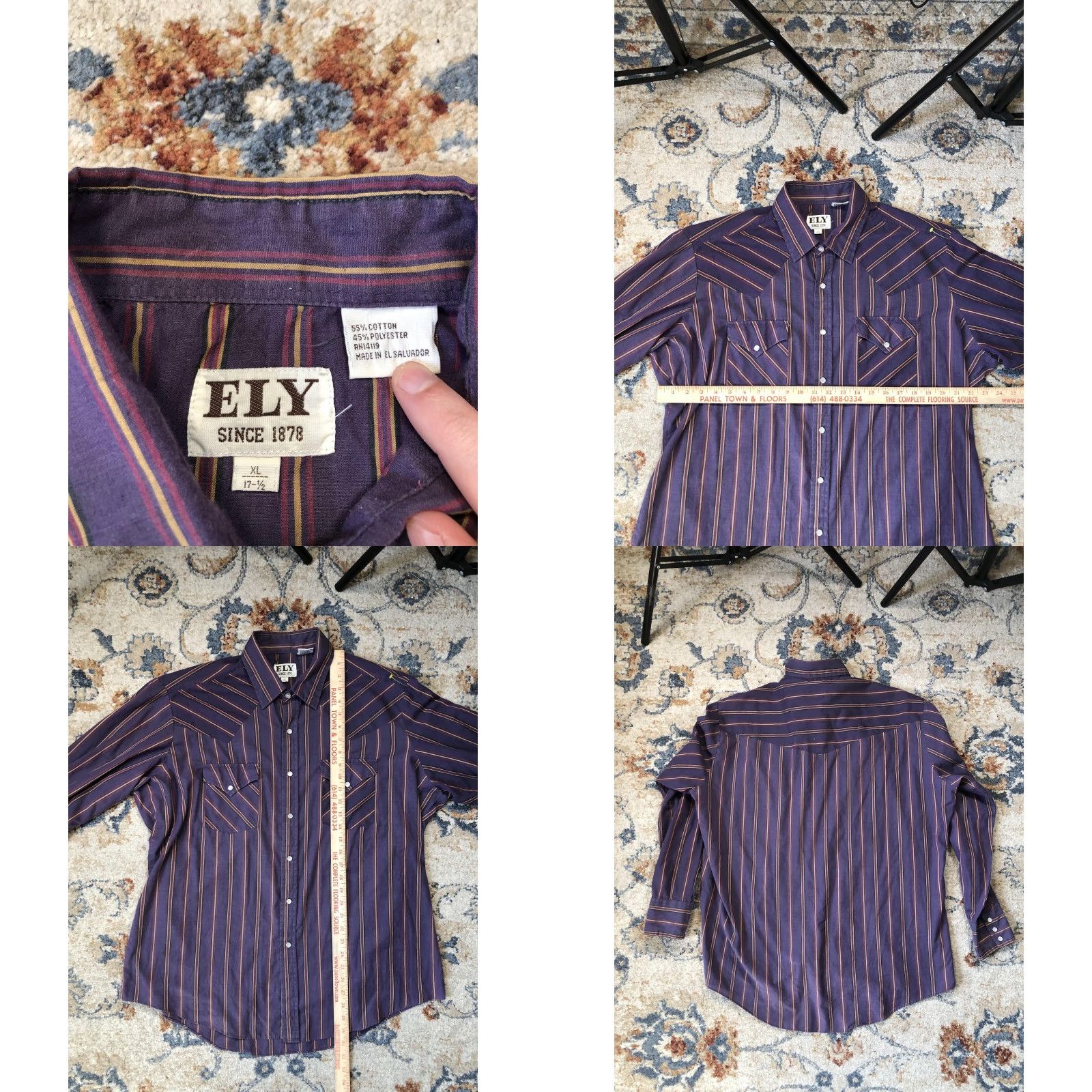 Vintage Ely Cattleman Shirt Mens XL Purple Striped Western Pearl Snap Long Sleeve Yokes Size US XL / EU 56 / 4 - 8 Thumbnail
