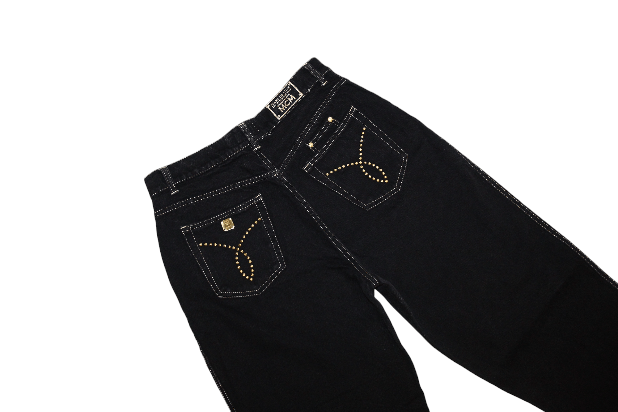 MCM RARE🔥90's MCM Studded Gold Taper Baggy Jeans Size US 32 / EU 48 - 5 Thumbnail