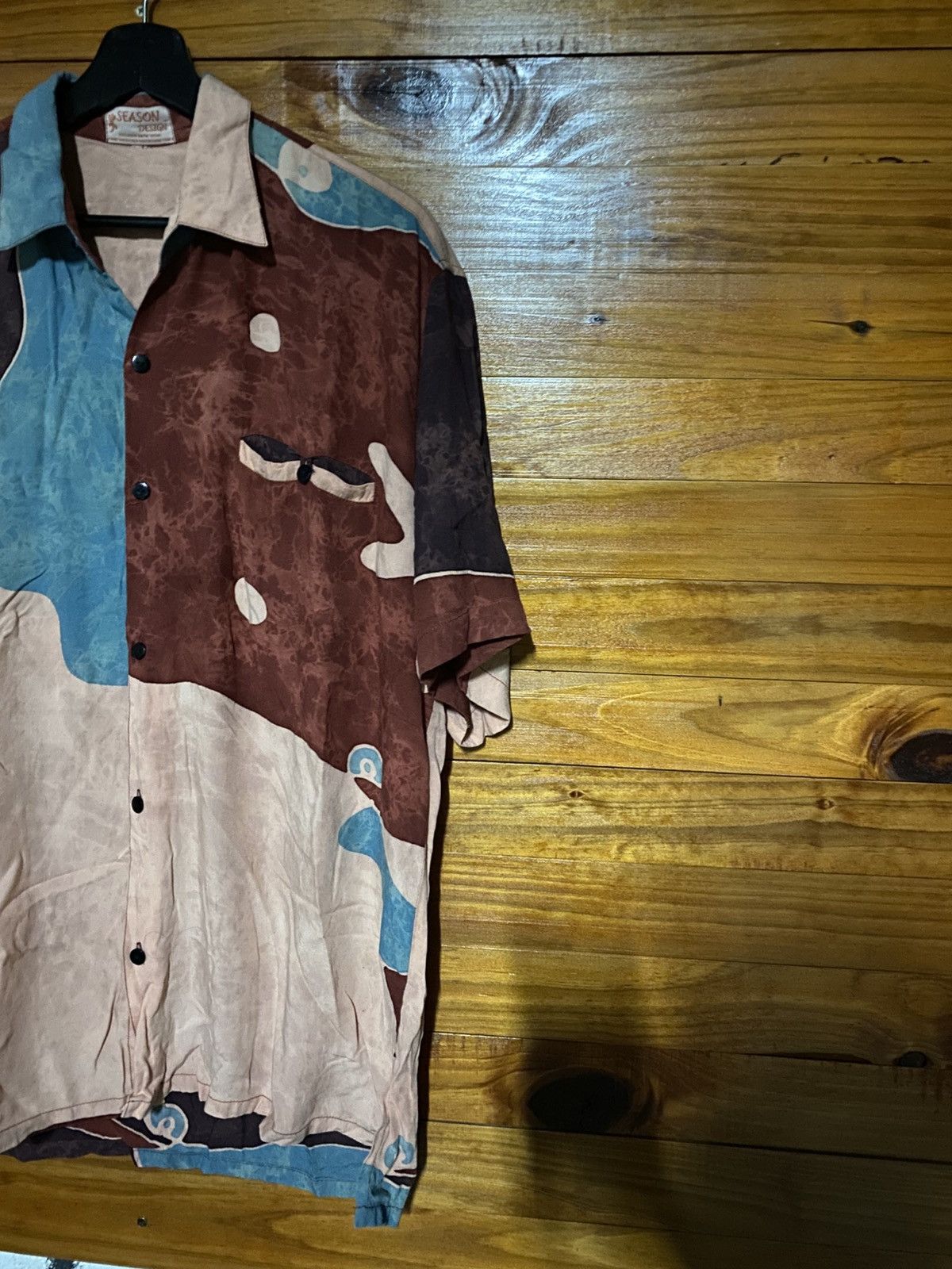Japanese Brand Season Design Vintage Rayon Shirt – Abstract Art Pattern Size US L / EU 52-54 / 3 - 7 Thumbnail
