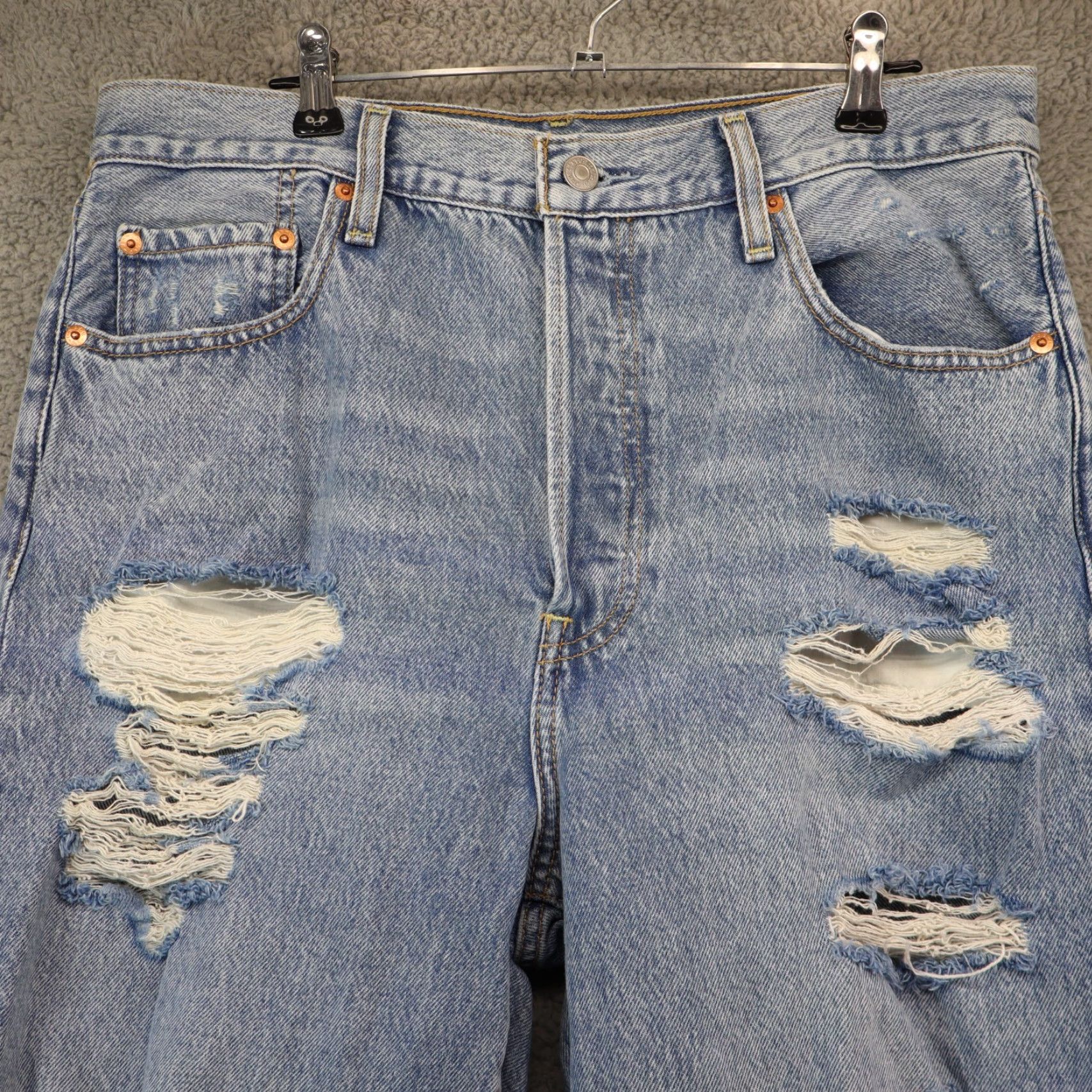 Levi's Levi's Premium Ribcage Jeans Women 32x27 Ankle Straight Distressed Button Denim Blue Medium 5-Pocket Regular Classic Washed Size 24" / US 00 / IT 34 - 4 Thumbnail