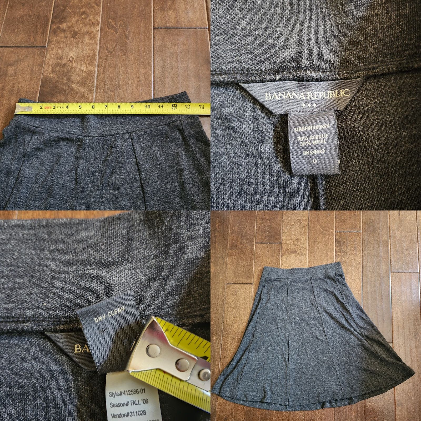 Banana Republic Banana Republic Skirt Wool Gray Heathered Solid Long Dress 0 Women Winter Spring Fall Regular XS? Size 25" / US 0 / IT 36 - 8 Thumbnail