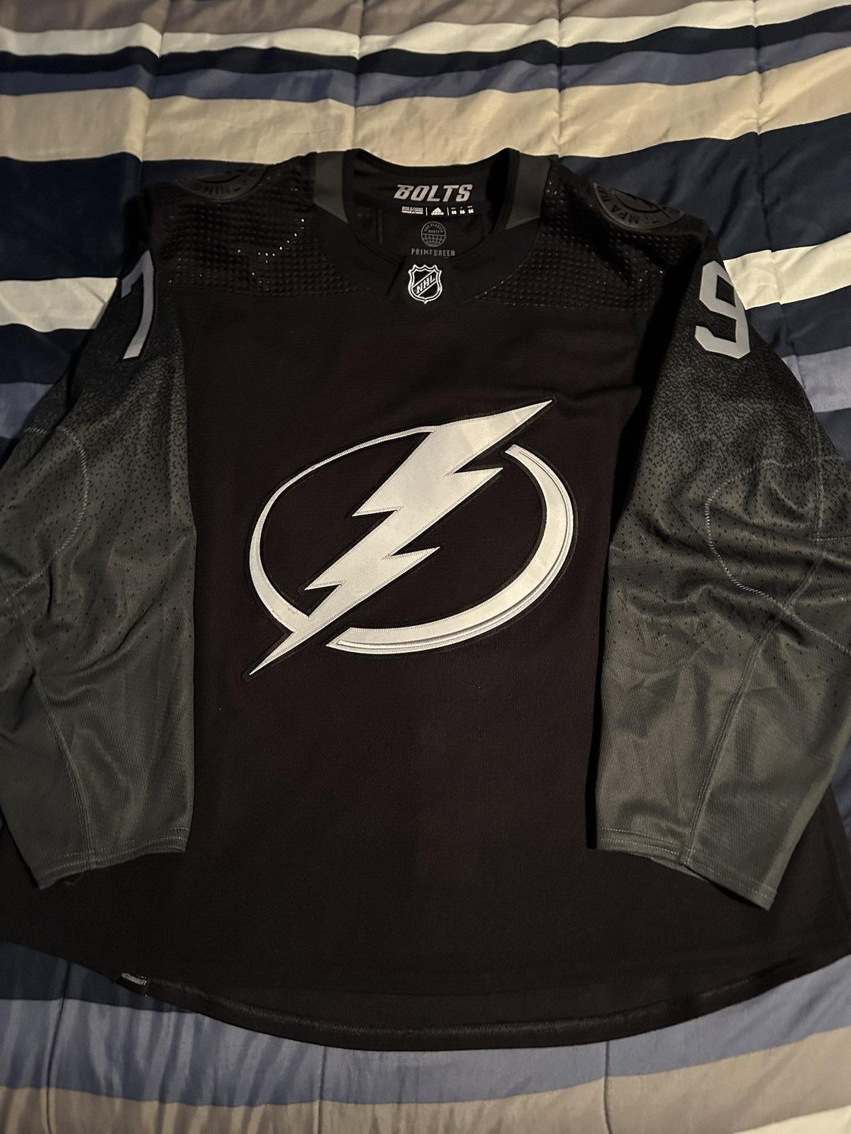 image of Adidas x Made In Canada Ross Colton Tampa Bay Lightning Worn Alt 21-22 Mic Jersey in Black (Size XL