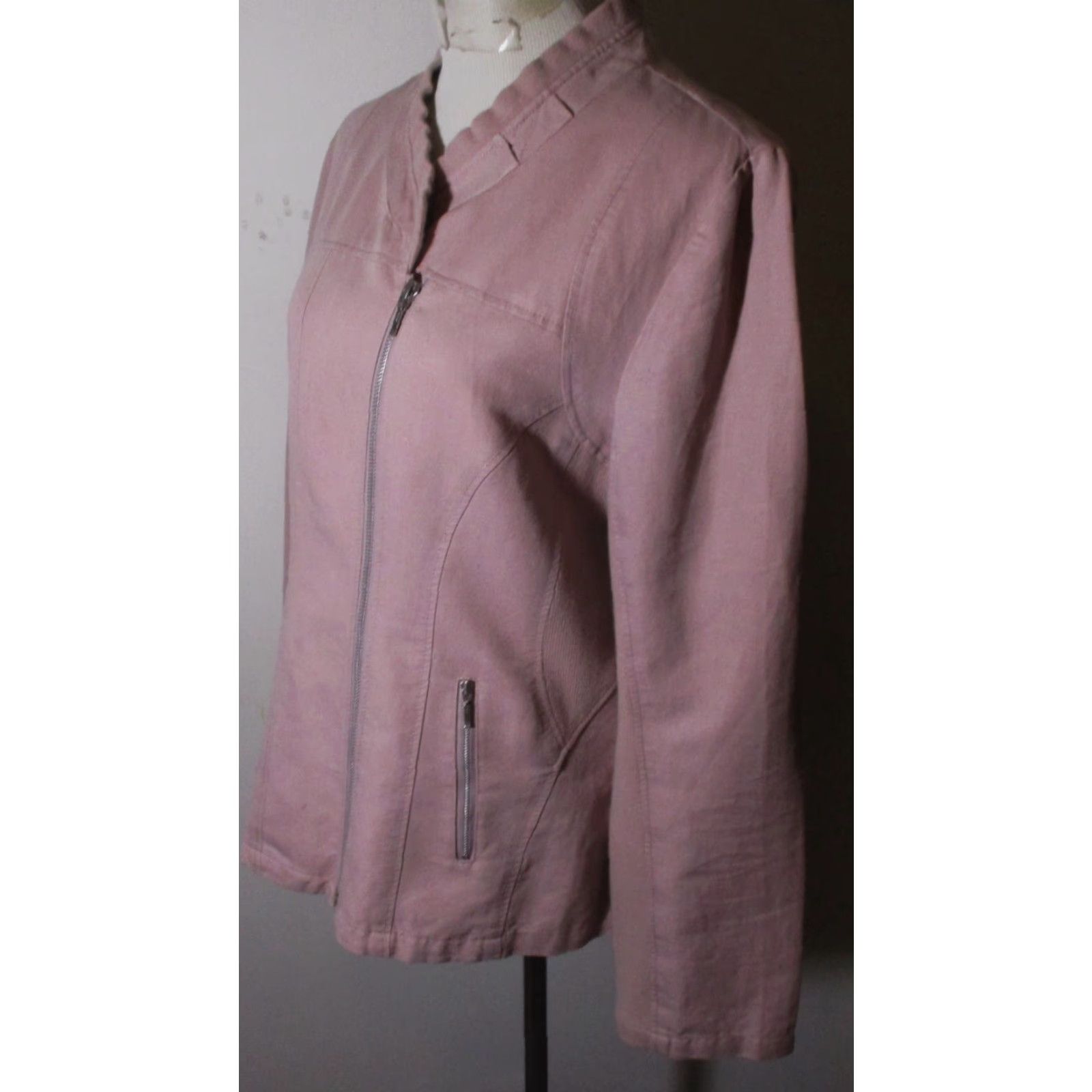 Vintage SUNDANCE Pink Full Zip Linen Jacket Women's 12 Shirt Womens All Seasons Zip Jacket Size XL / US 12-14 / IT 48-50 - 4 Thumbnail