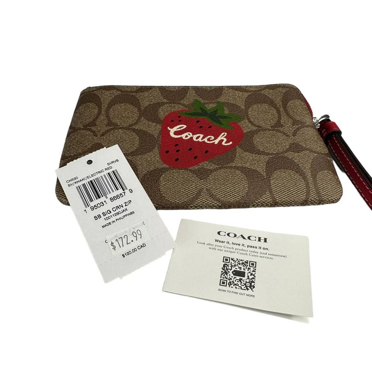 Coach Coach Corner Zip Wristlet Canvas With Wild Strawberry Size ONE SIZE - 6 Thumbnail