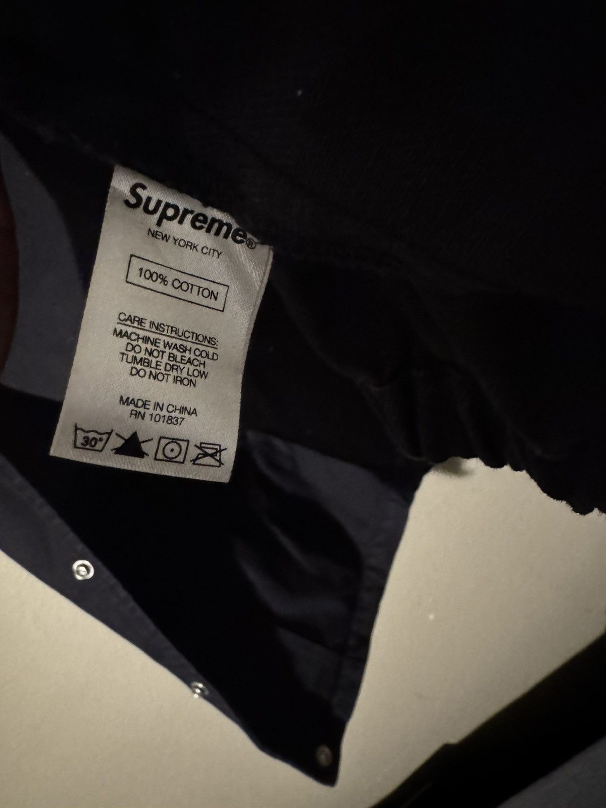 Supreme 2018 snap front twill jacket black/black Size US L / EU 52-54 / 3 - 4 Thumbnail