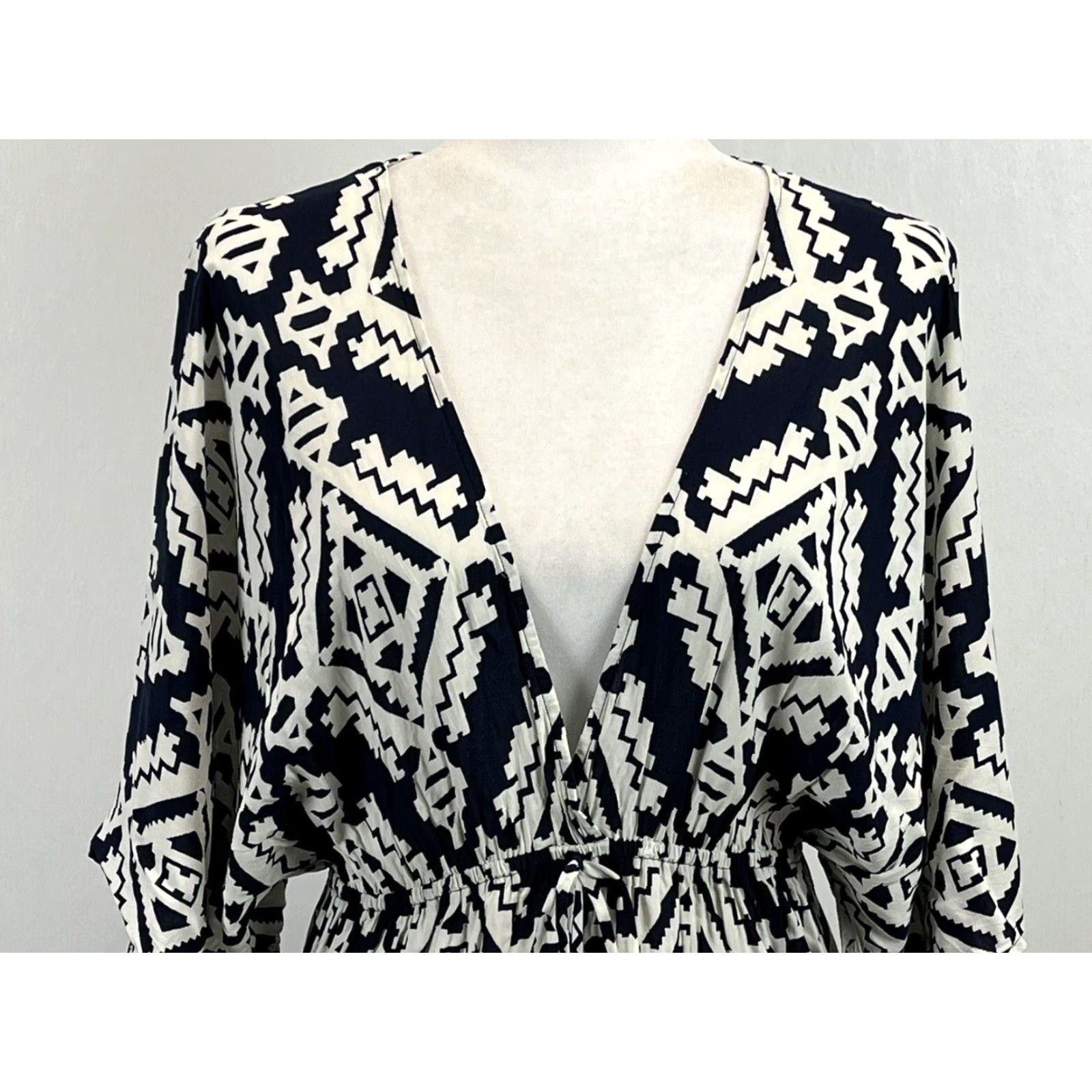 Tory Burch Tory Burch Maxi Dress, Navy & White, V-Neck, Side Slits, Long, Women's Medium Size M / US 6-8 / IT 42-44 - 5 Thumbnail