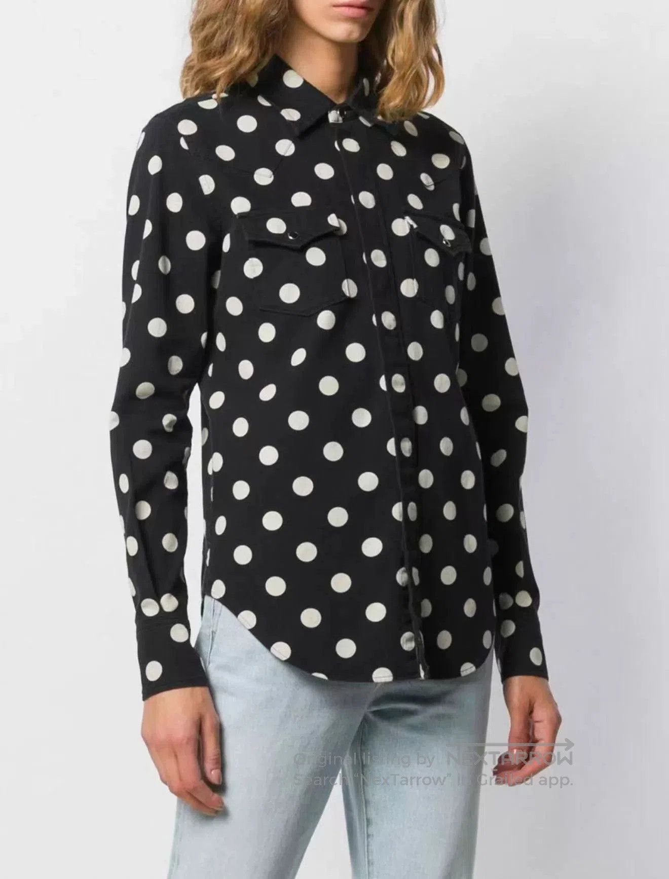 Saint Laurent Paris Saint Laurent Black and White Polka Dot Shirt. Size S / US 4 / IT 40 - 8 Thumbnail