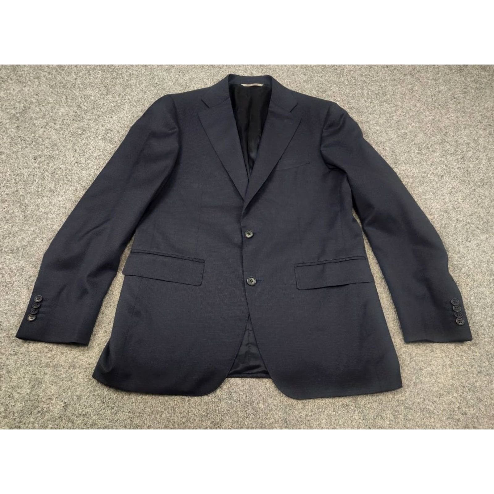 Canali Canali Italy Design 15280 Modern Fit 2 button Business Classic Suit Dark Blue Wool Size 50R - 3 Thumbnail