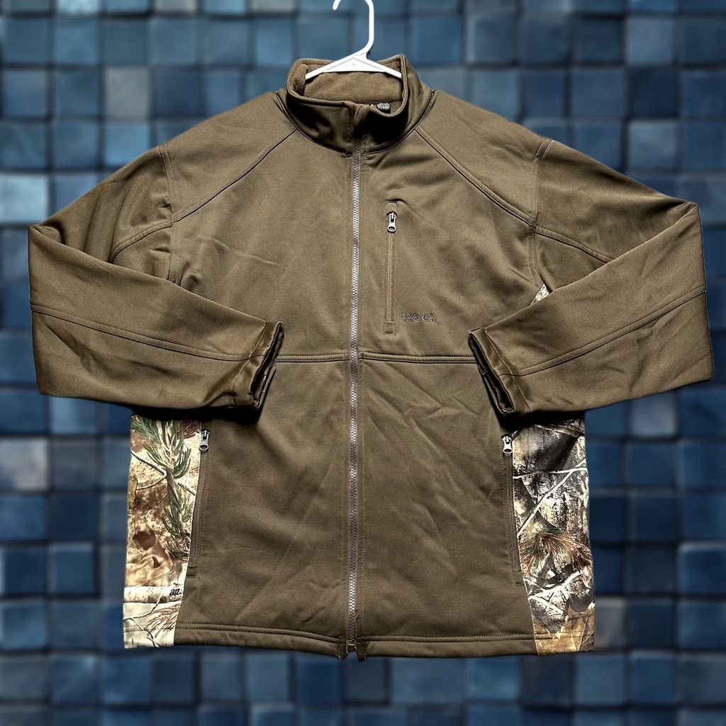 Vintage Tag Safari Jacket Mens L Brown Camo Soft Shell Fleece Lined Full Zip Pockets Size US L / EU 52-54 / 3 - 1 Thumbnail