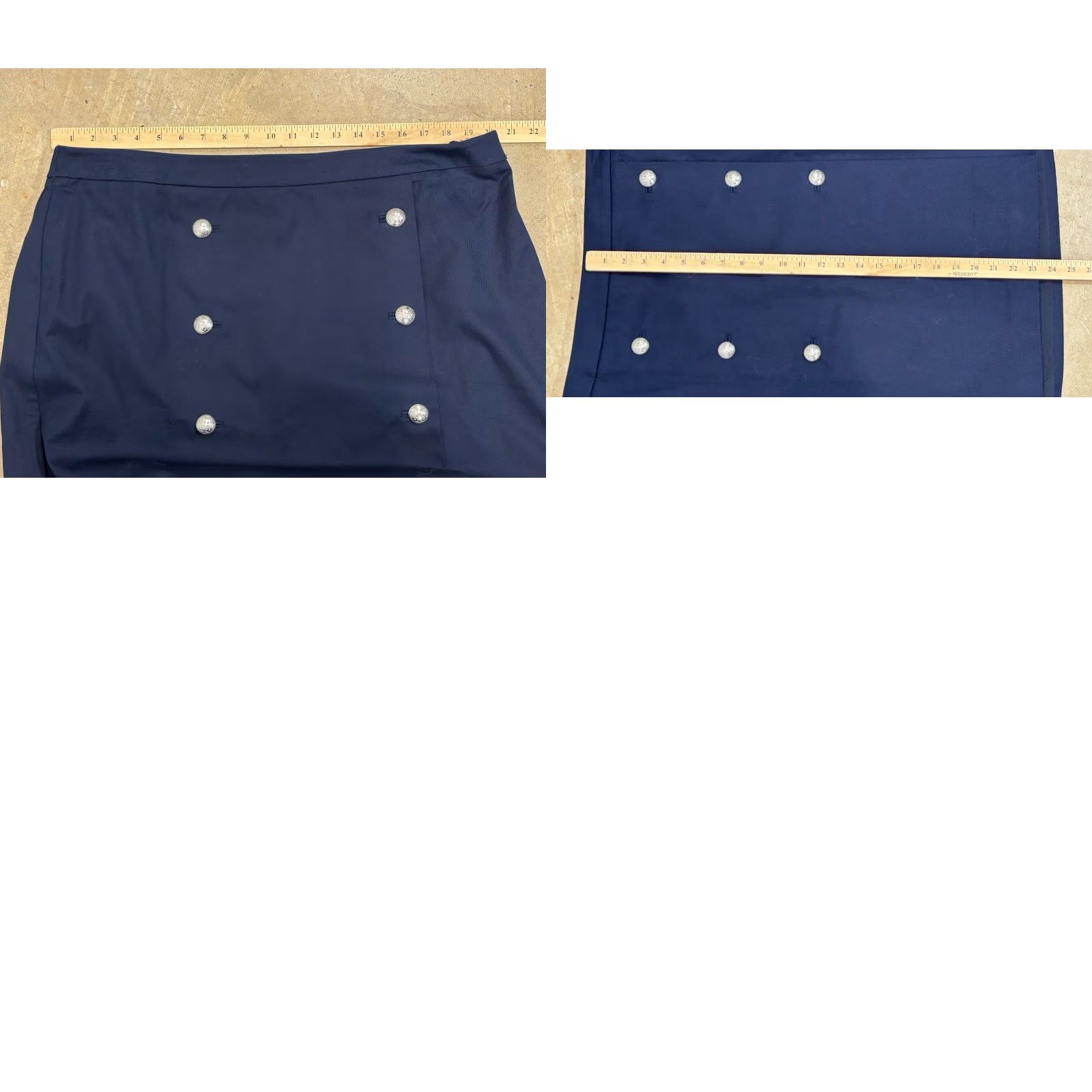 Talbots Talbots Skirt Womens 18W Plus Navy Blue Nautical Button Zip Knee Length Casual Travel Business Wrap Faux Wrap Size 40" / US 18 - 8 Thumbnail