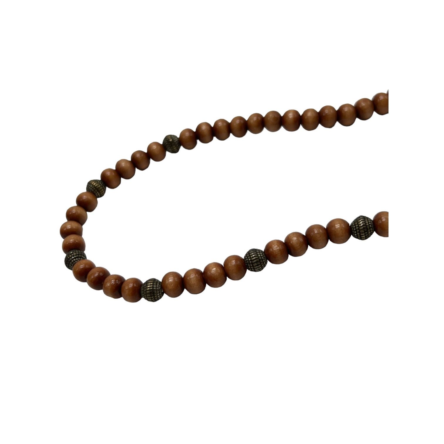 Handmade Handmade Dark Brown Wood & Metal Bead Necklace 18 Inches Size ONE SIZE - 2 Thumbnail