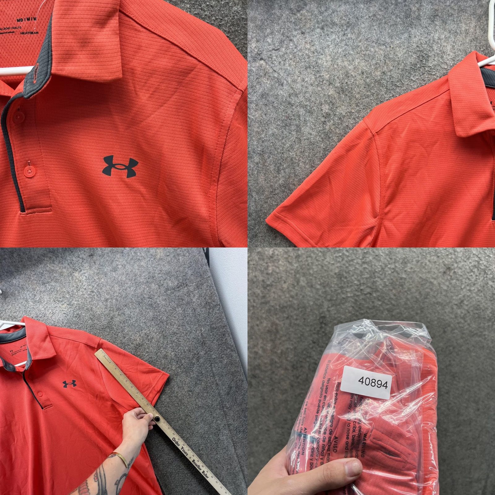 Under Armour Under Armour HeatGear Polo Shirt Mens Medium Orange Solid Golf Performance Size US M / EU 48-50 / 2 - 8 Thumbnail