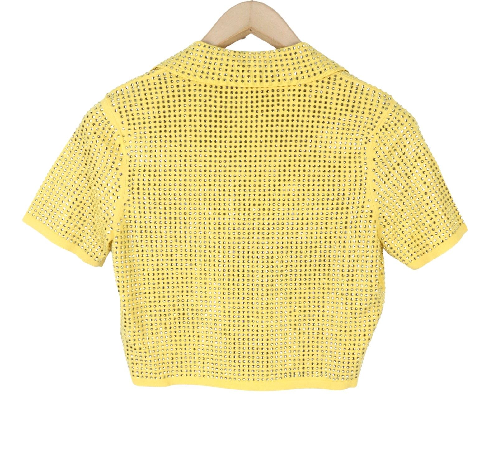 Sandro VIERGE 2 M Yellow Shiny Embellished Polo 88511 Size M / US 6-8 / IT 42-44 - 4 Thumbnail