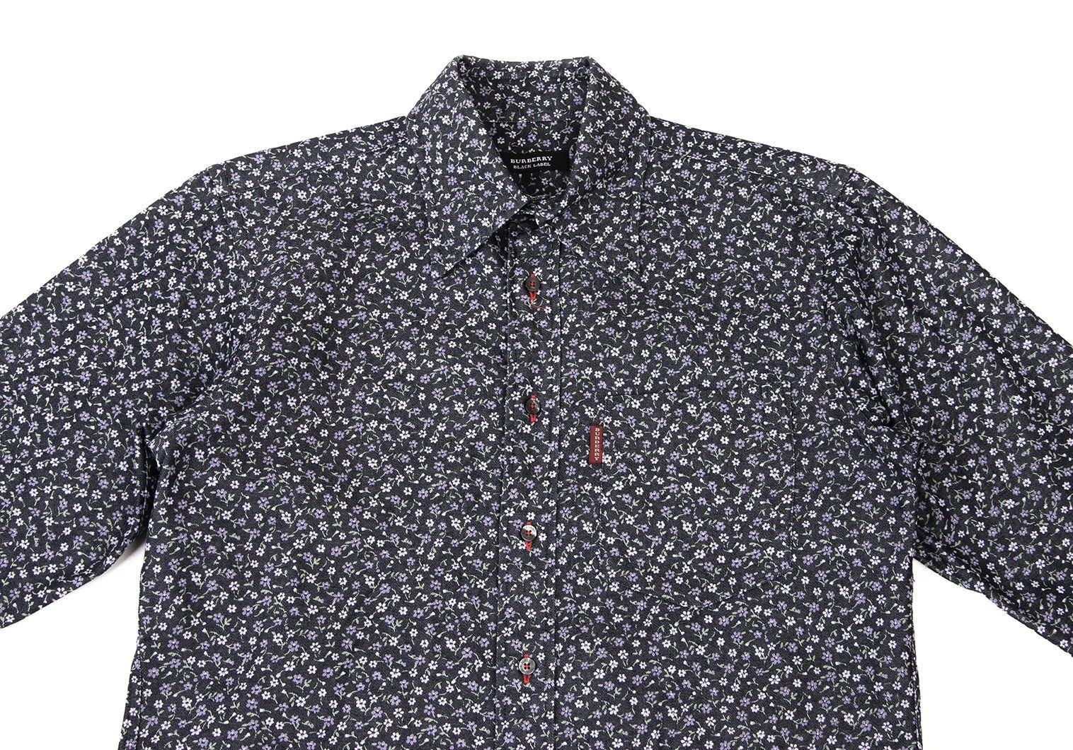 Burberry Floral Pattern Poly-Cotton Shirt in Navy Purple Green Size US M / EU 48-50 / 2 - 3 Thumbnail