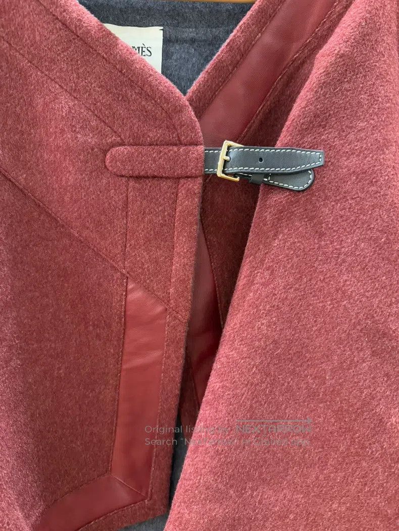 Hermes Hermes Double-faced Cashmere Patch Leather Short Jacket Size XXS / US 00 / IT 34 - 3 Thumbnail