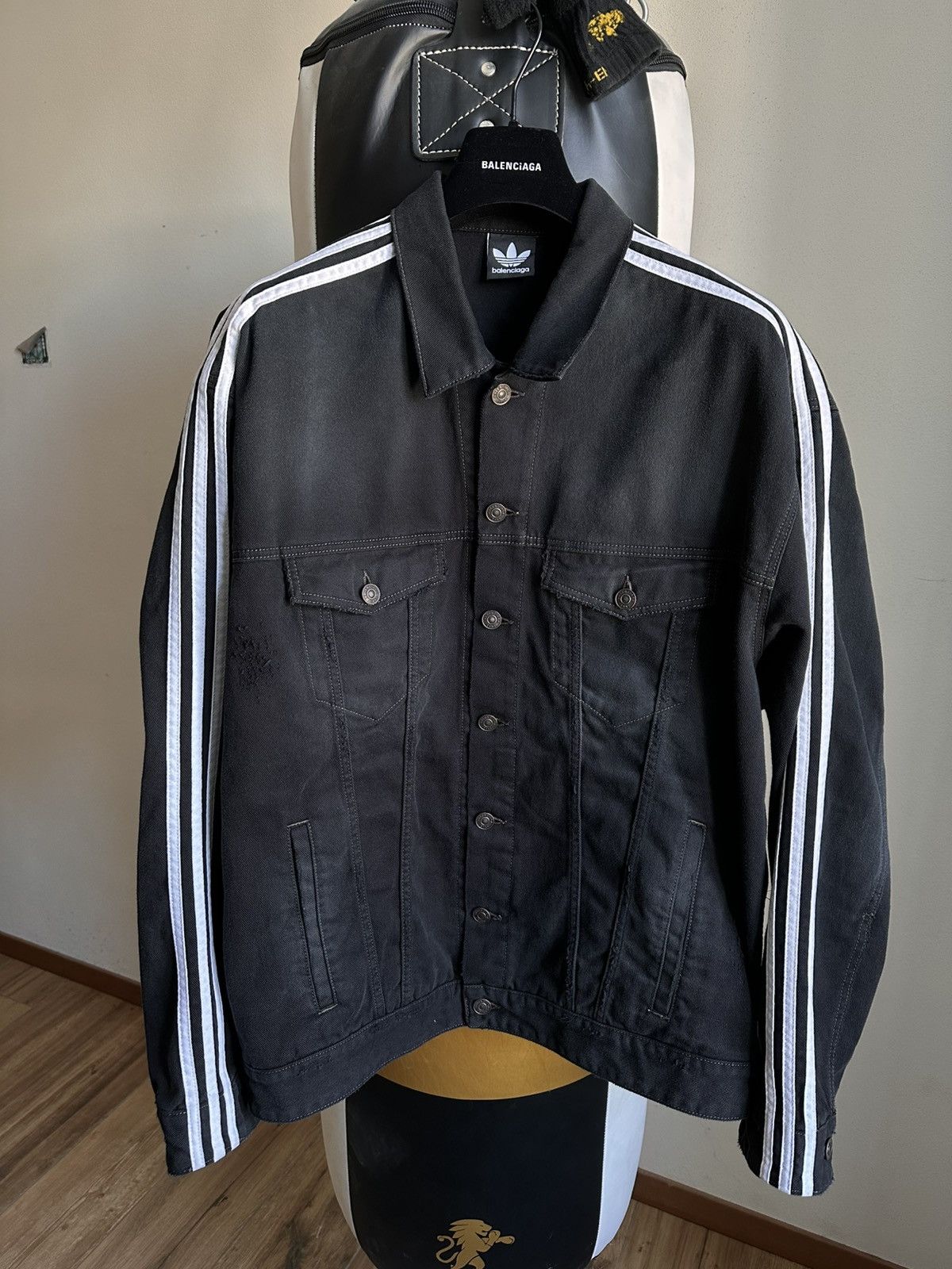 Balenciaga [1] SS23 Adidas black denim jacket | Grailed