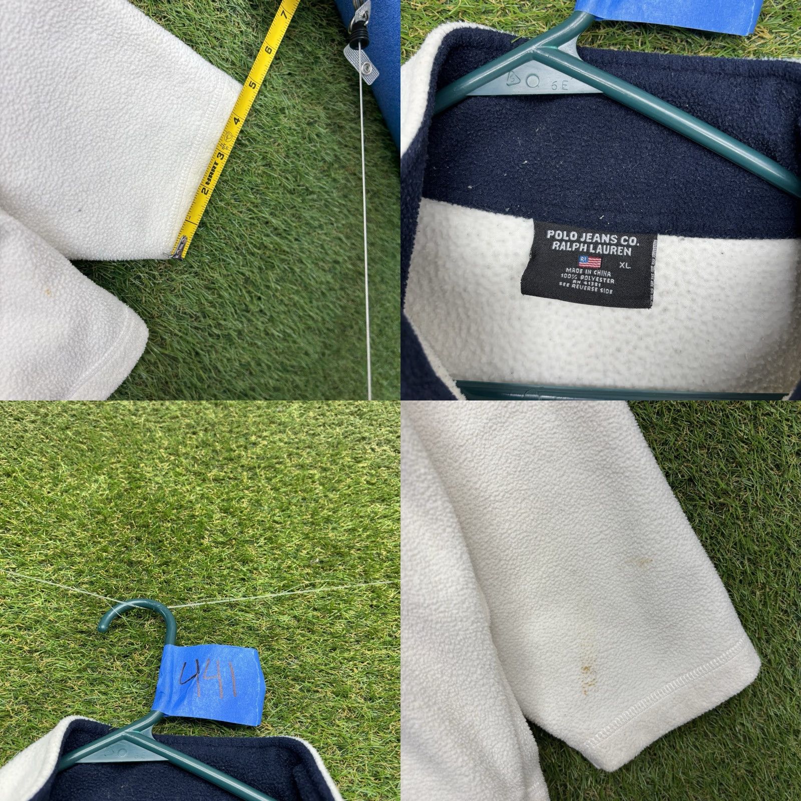 Ralph Lauren Polo Jeans Co. Ralph Lauren Sweatshirt Mens XL Quarter 1/4 Zip Fleece Mock Neck Ivory Logo Jacket Size US XL / EU 56 / 4 - 8 Thumbnail