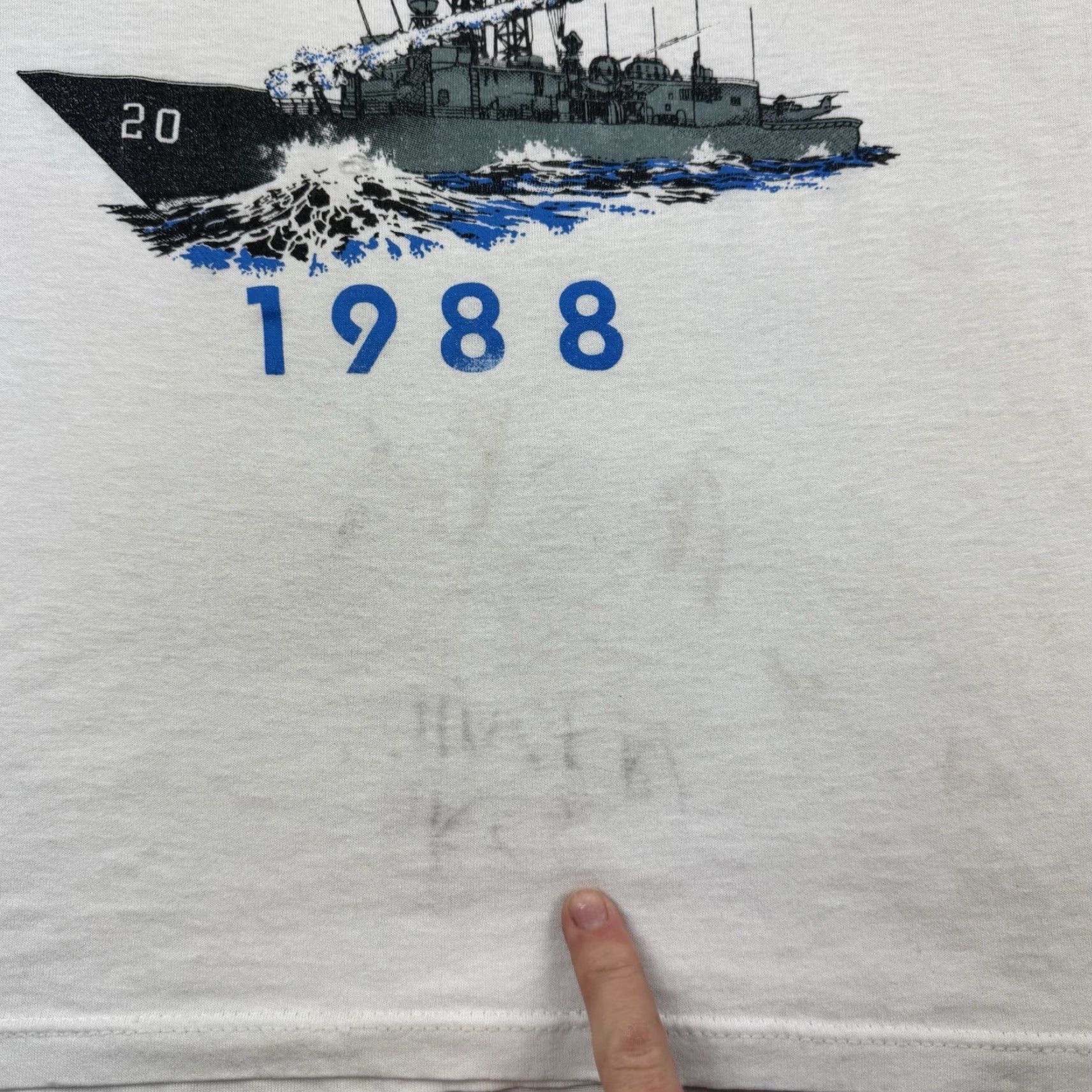 Greats VINTAGE Great Lakes Cruise Battleship Ringer T Shirt Adult Medium 1980s Grunge White Cotton, Polyester Navy, Army, Military, Hipster Mens Size US M / EU 48-50 / 2 - 2 Thumbnail